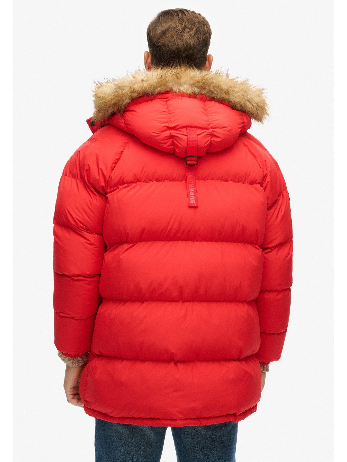 Red padded parka coat store