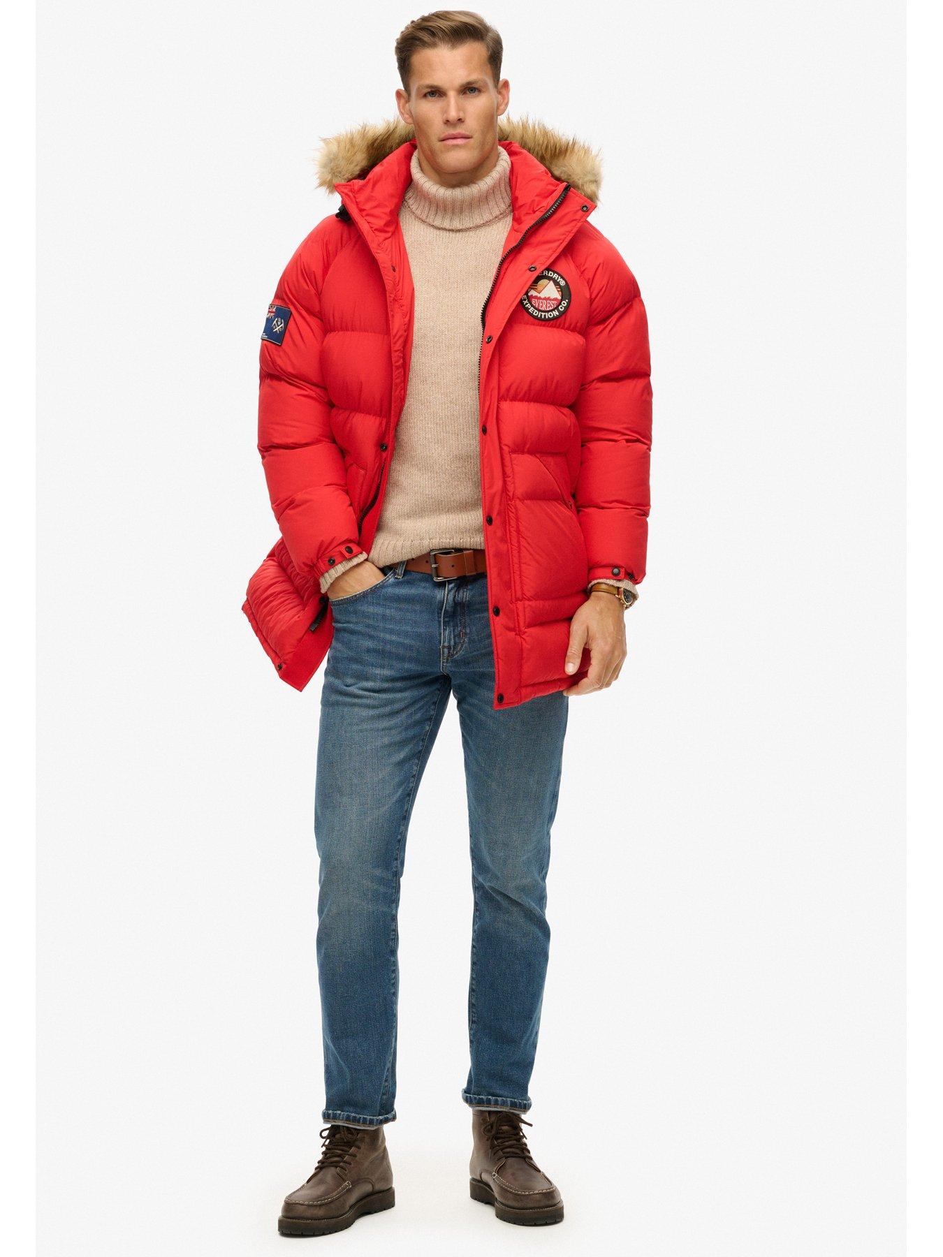 Red padded parka coat outlet