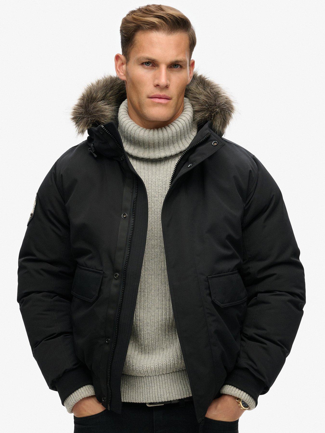 undefined Everest Hooded Faux Fur Bomber Jacket - Black