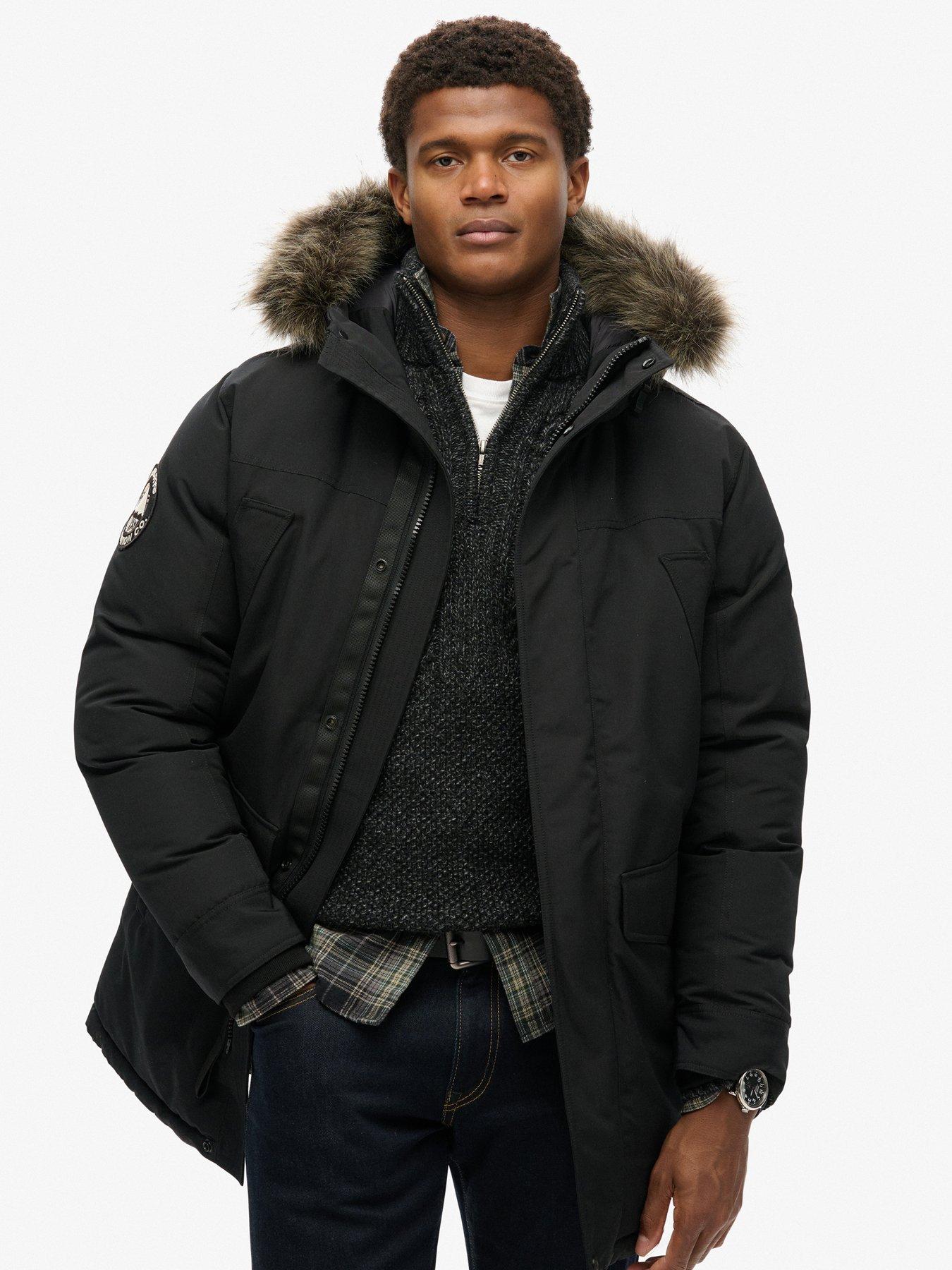 undefined Everest Faux Fur Hooded Parka Coat - Black