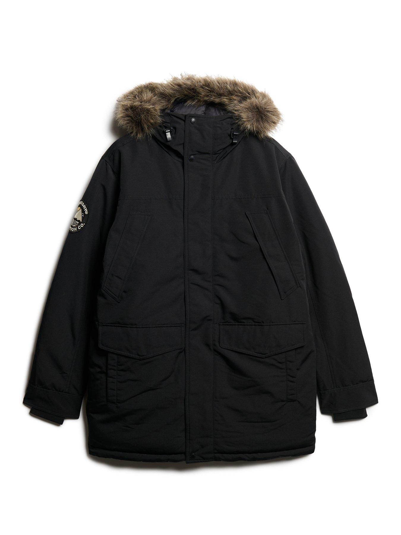 Superdry Everest Faux Fur Hooded Parka Coat Black Very