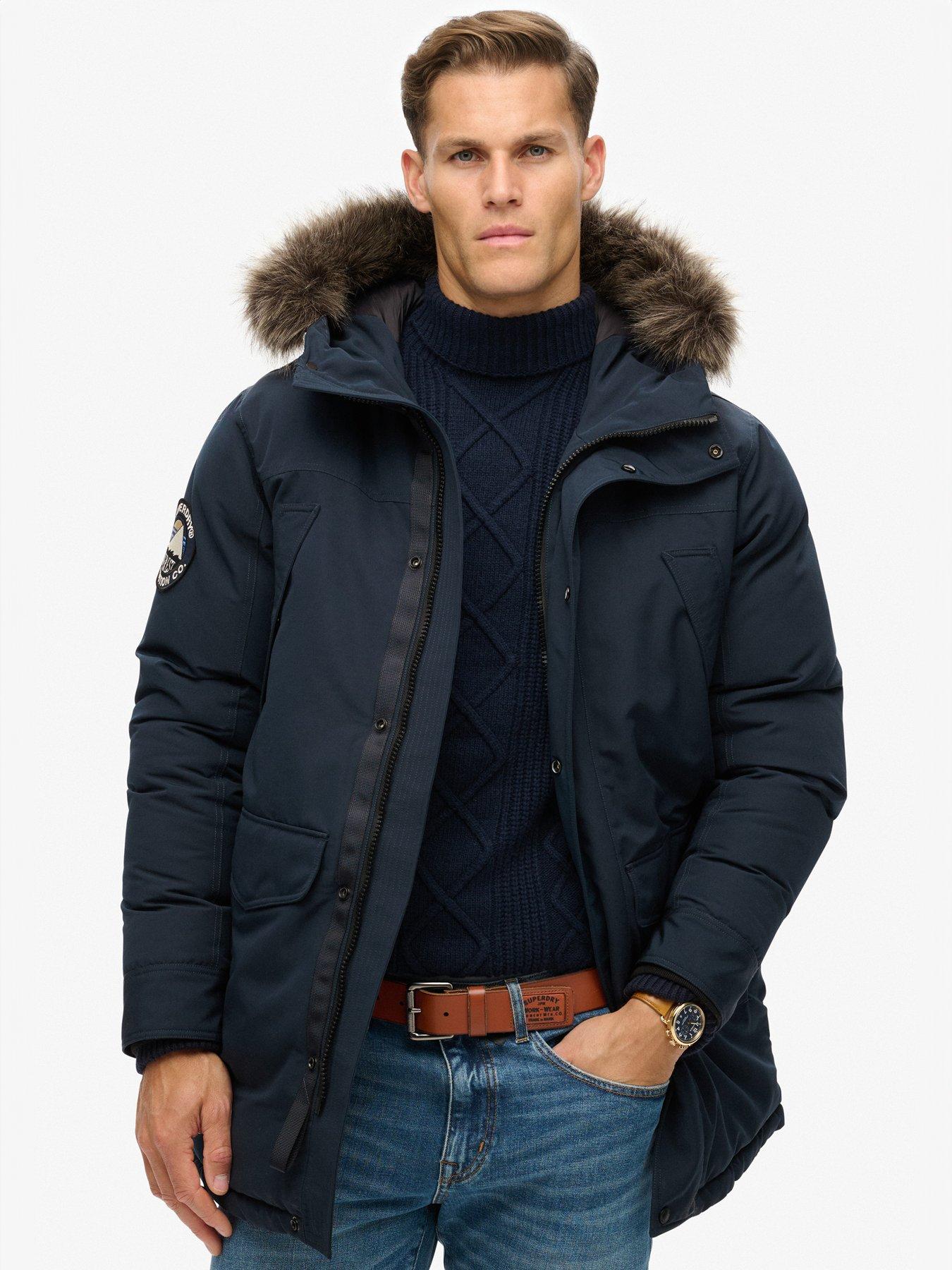 undefined Everest Faux Fur Hooded Parka Coat - Navy