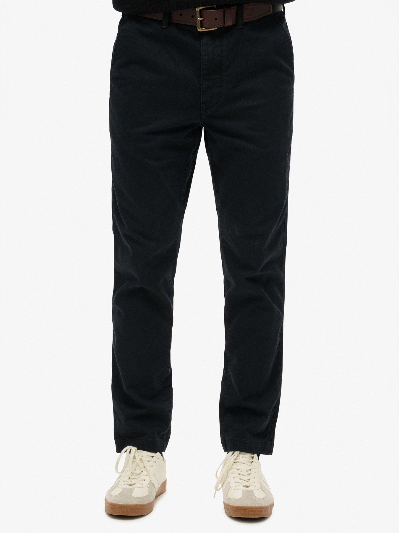Superdry International Slim Fit Chino Trousers - Black, Black, Size 32, Inside Leg Regular, Men