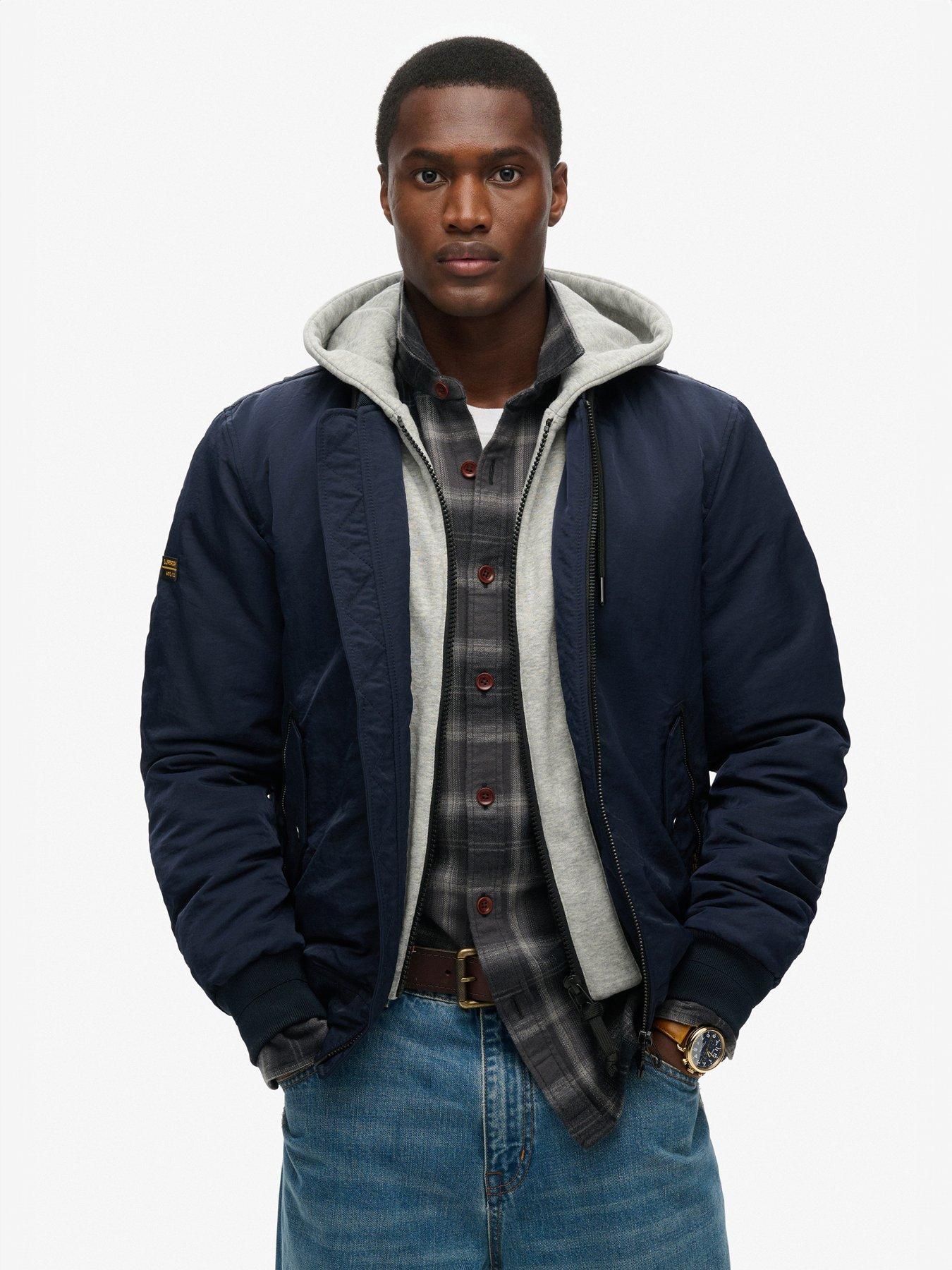 undefined Military Hooded Ma1 Bomber Jacket - Navy