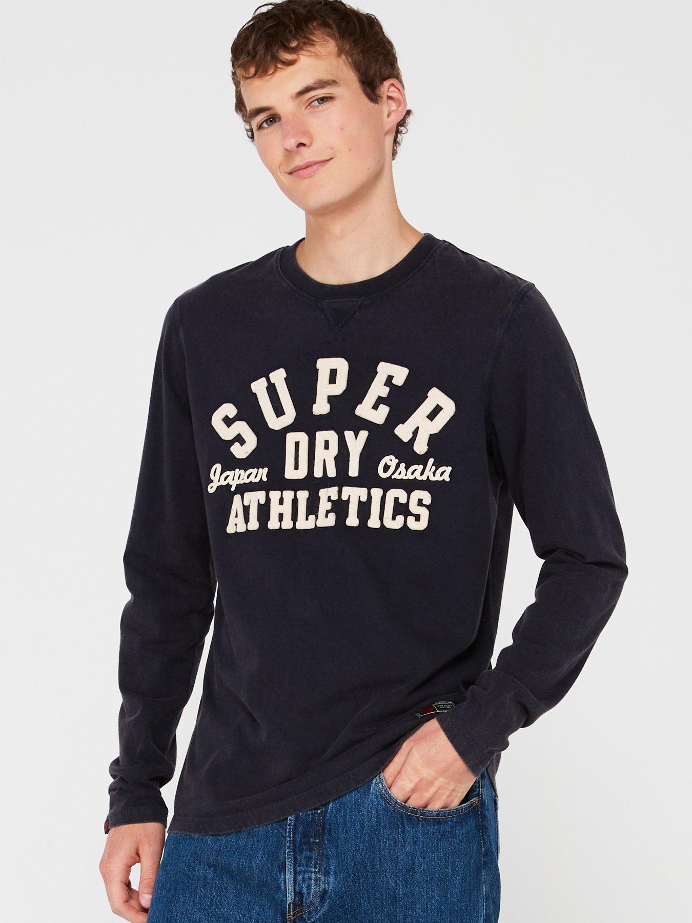 undefined Embroidered Athletic Logo Long Sleeve Regular T-Shirt - Navy