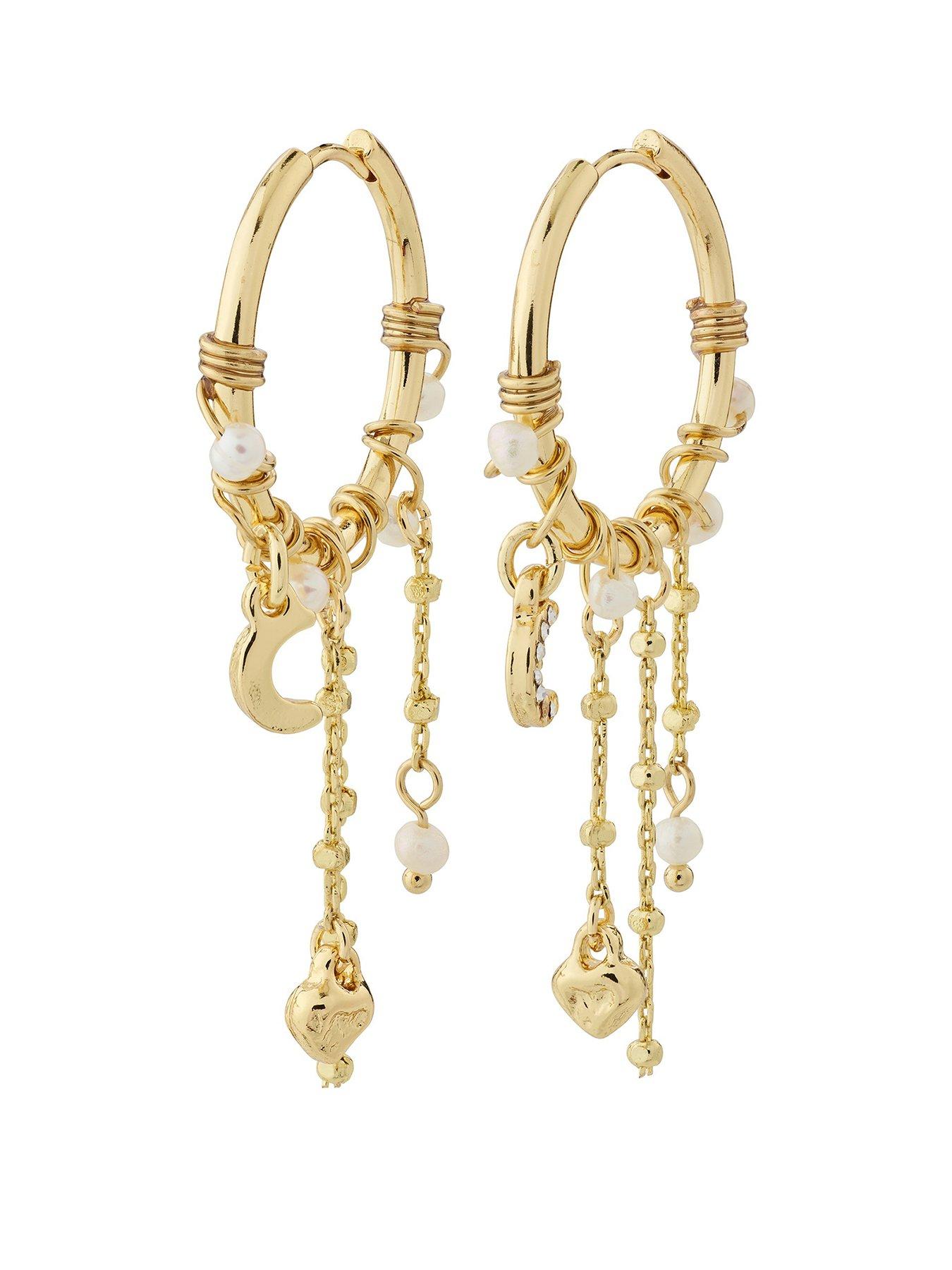 Product photograph of Pilgrim Arlet Earrings Gold-plated from very.co.uk