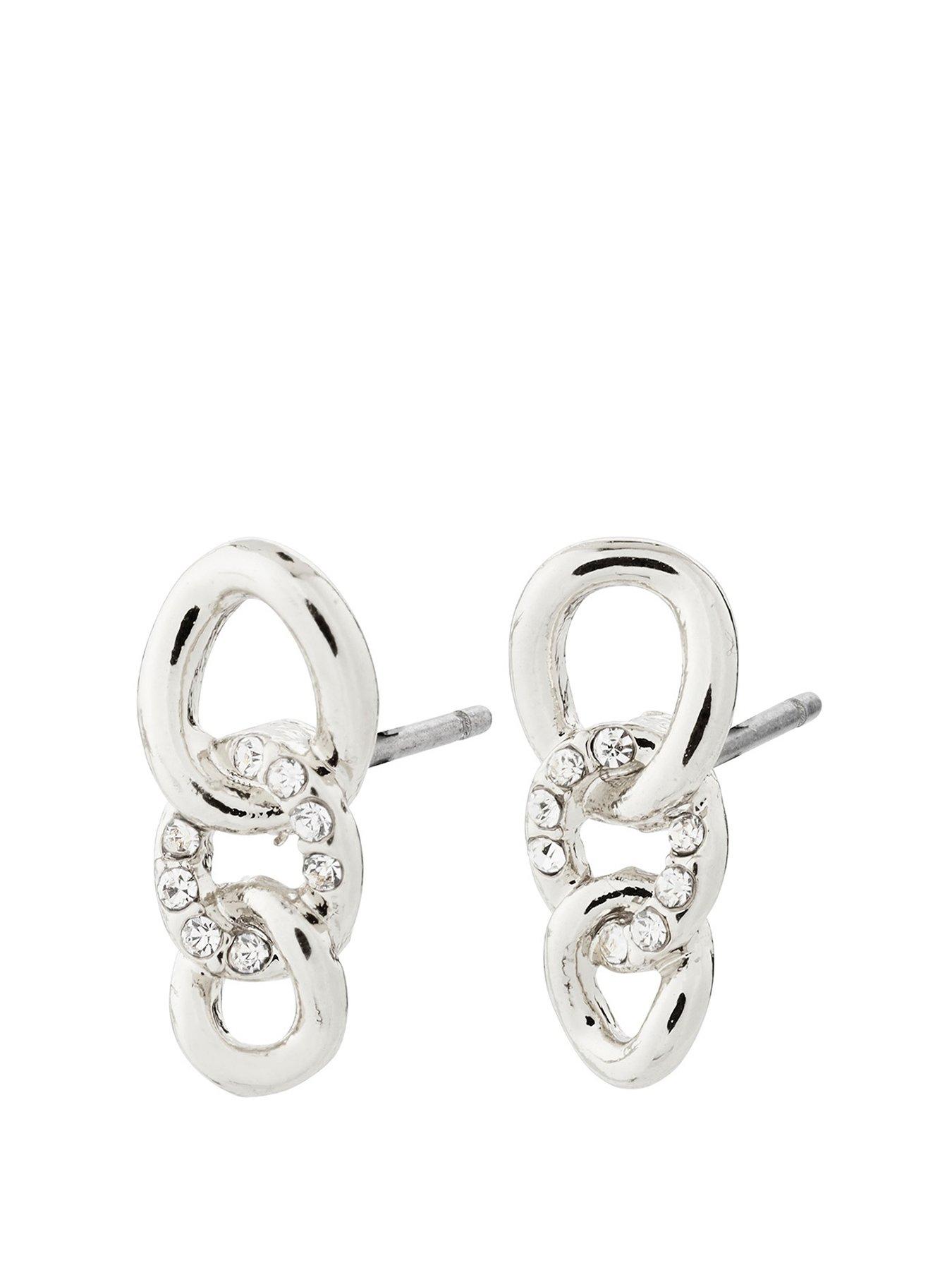 Product photograph of Pilgrim Wrenley Earrings Silver-plated from very.co.uk