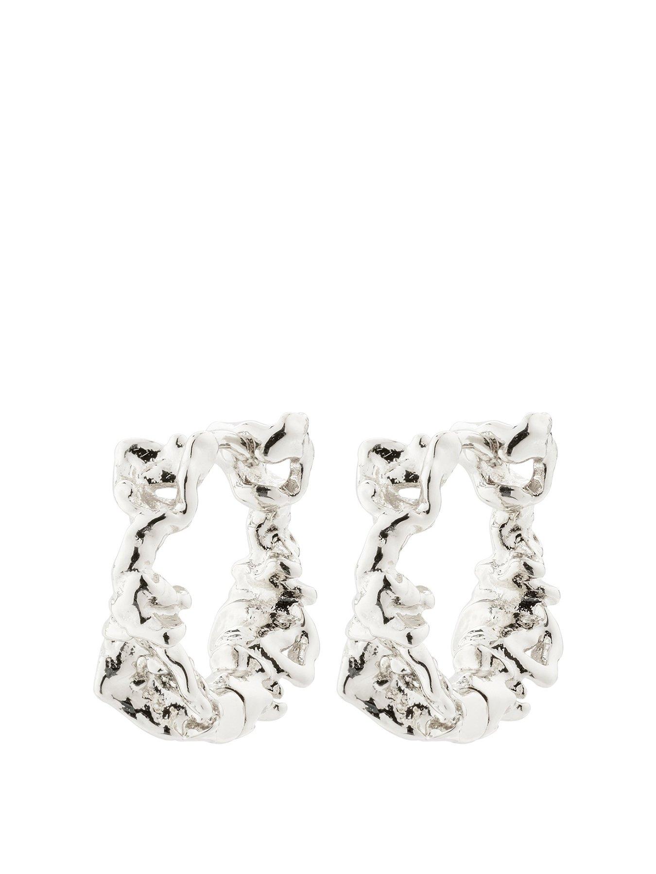 Product photograph of Pilgrim Trust Hoop Earrings Silver-plated from very.co.uk