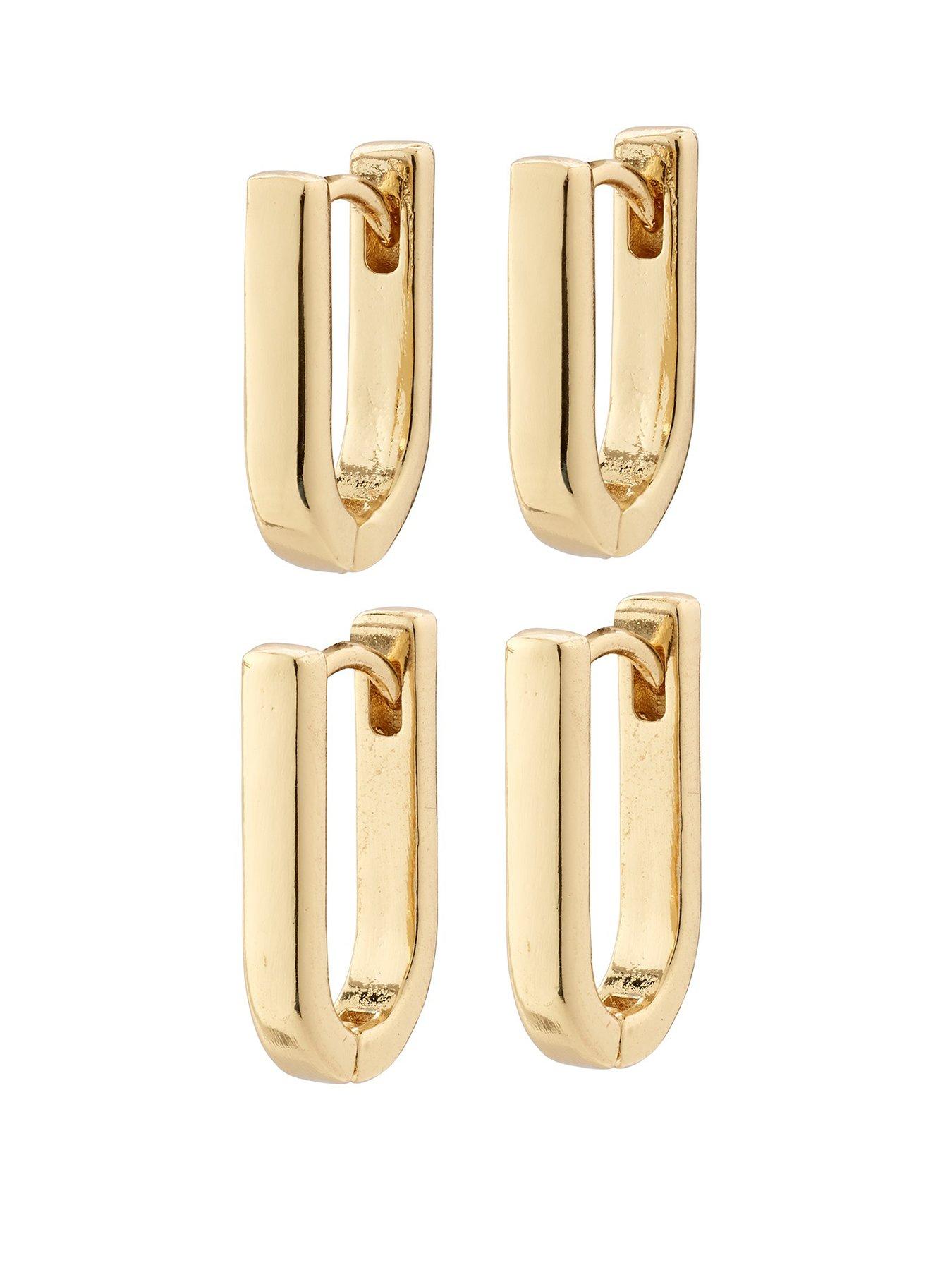 Product photograph of Pilgrim Stay Earrings 2-in-1 Set Gold-plated from very.co.uk