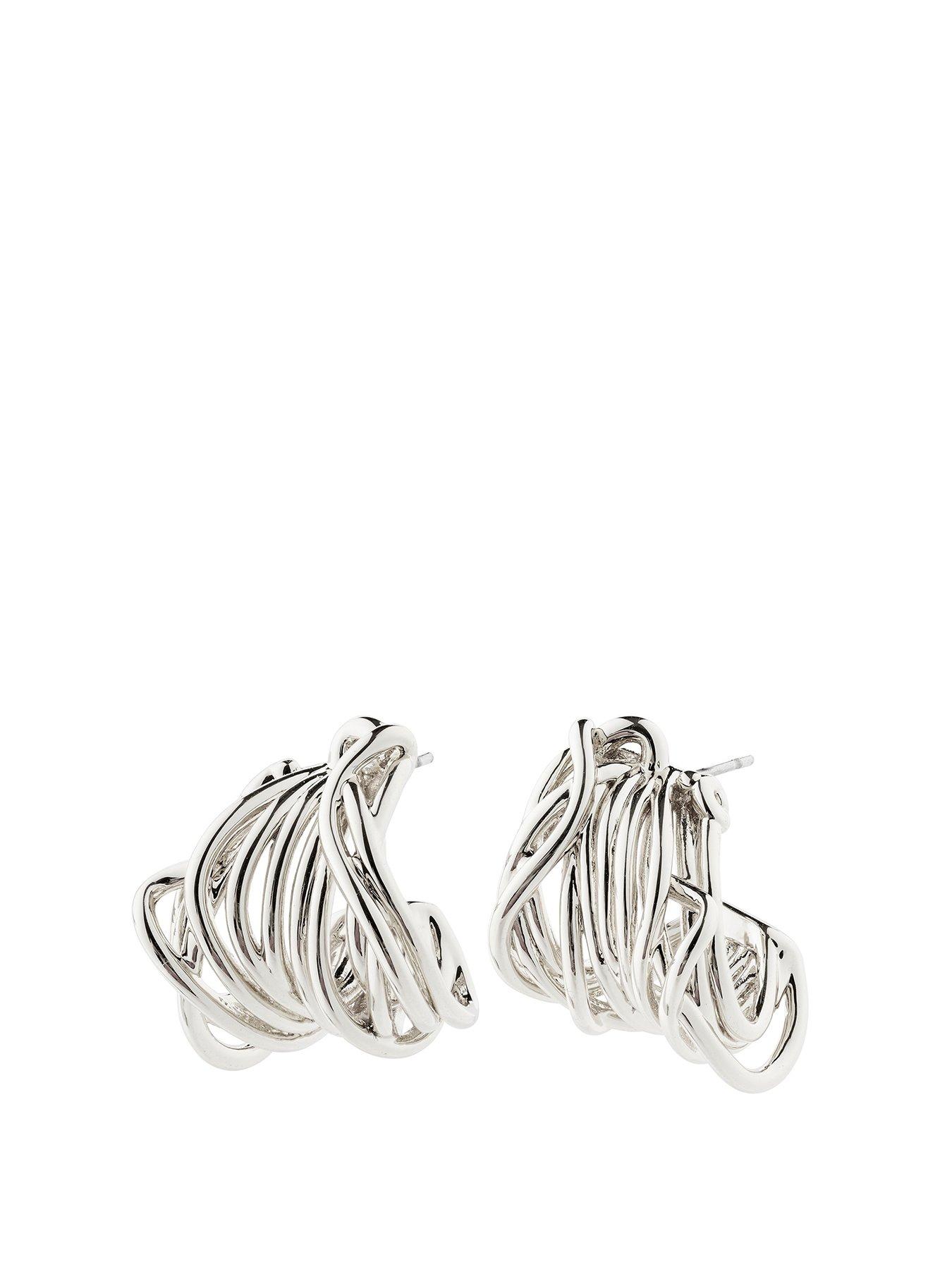 Product photograph of Pilgrim Pamela Recycled Earrings Silver-plated from very.co.uk