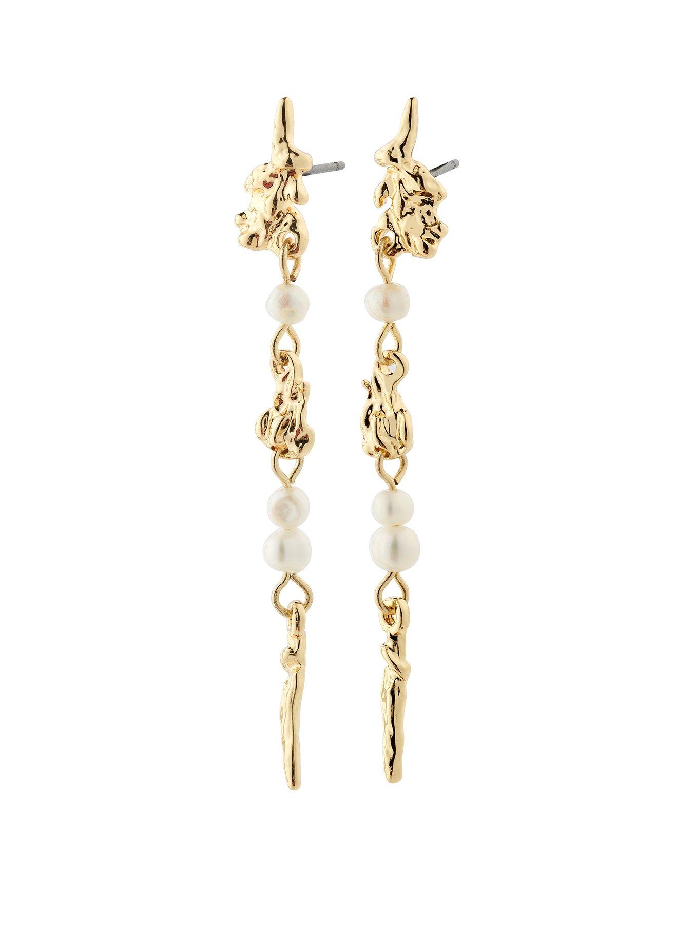 Product photograph of Pilgrim Constance Earrings Gold-plated from very.co.uk