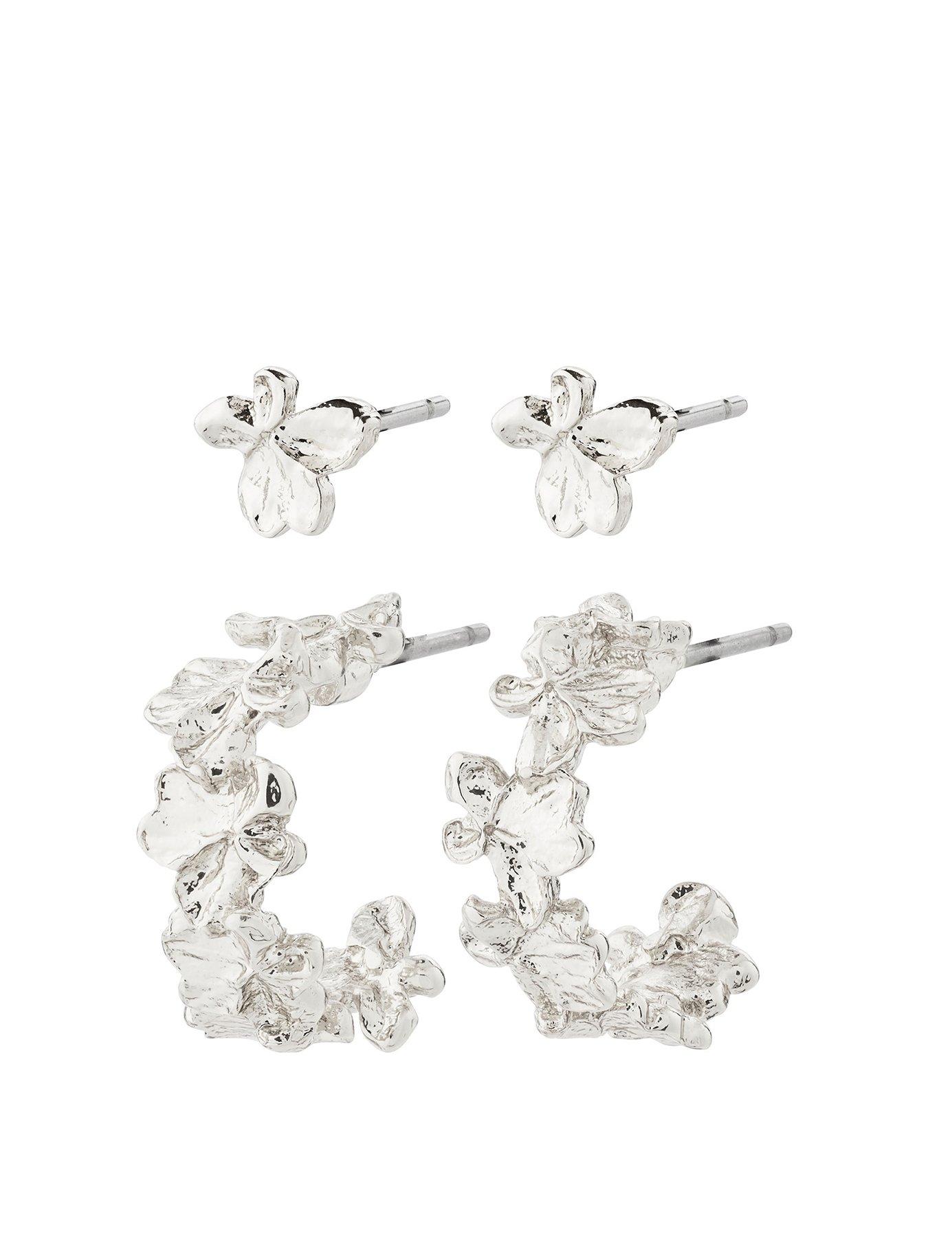 Product photograph of Pilgrim Zhuri Earrings 2-in-1 Set Silver-plated from very.co.uk