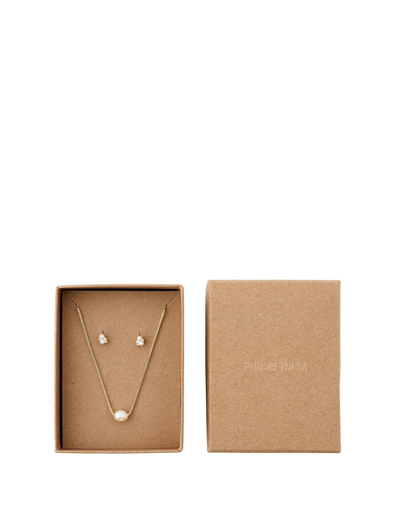 Product photograph of Pilgrim Alayah Gift Set Necklace Stud Earrings Gold-plated from very.co.uk