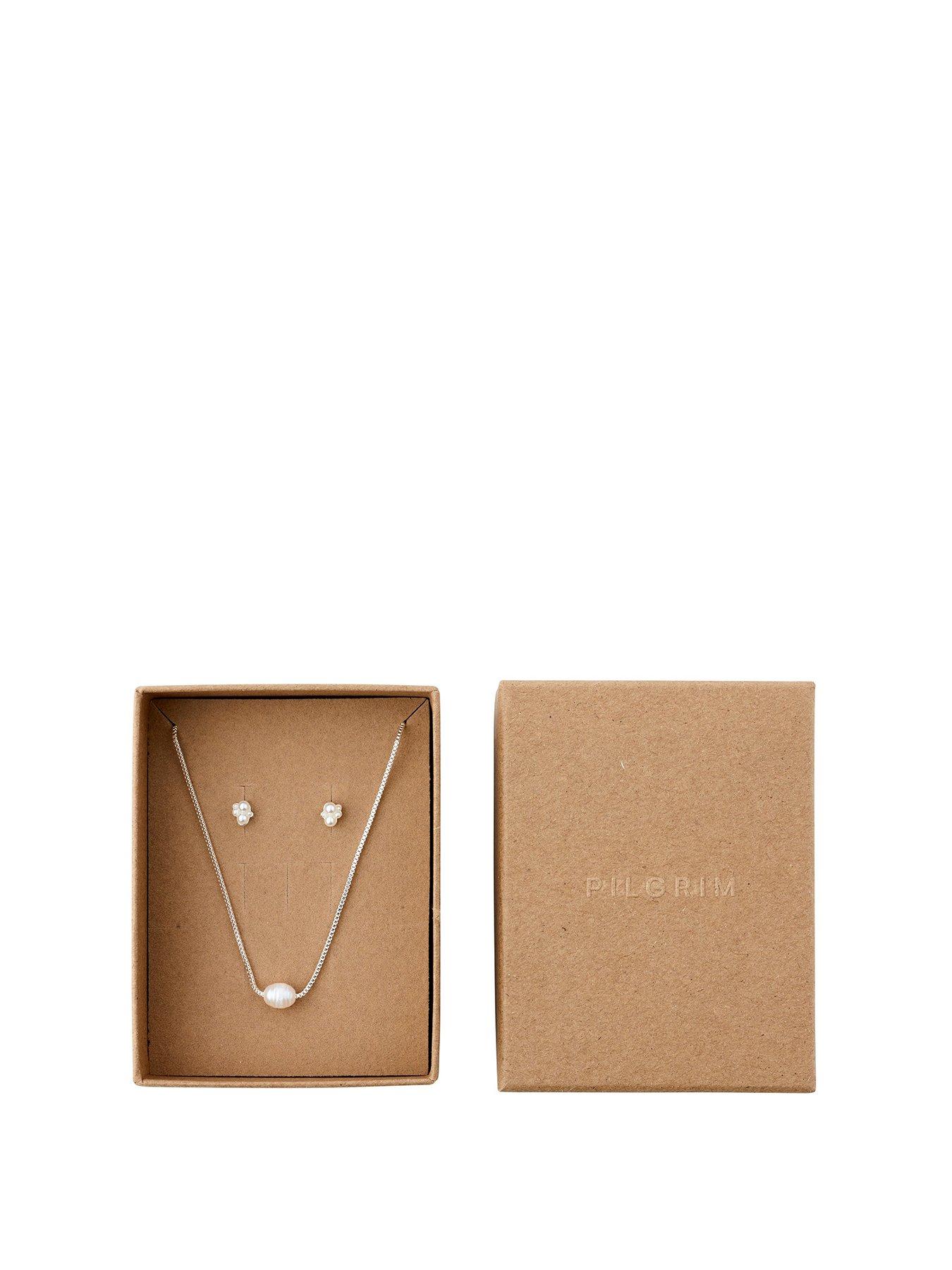 Product photograph of Pilgrim Alayah Gift Set Necklace Stud Earrings Silver-plated from very.co.uk