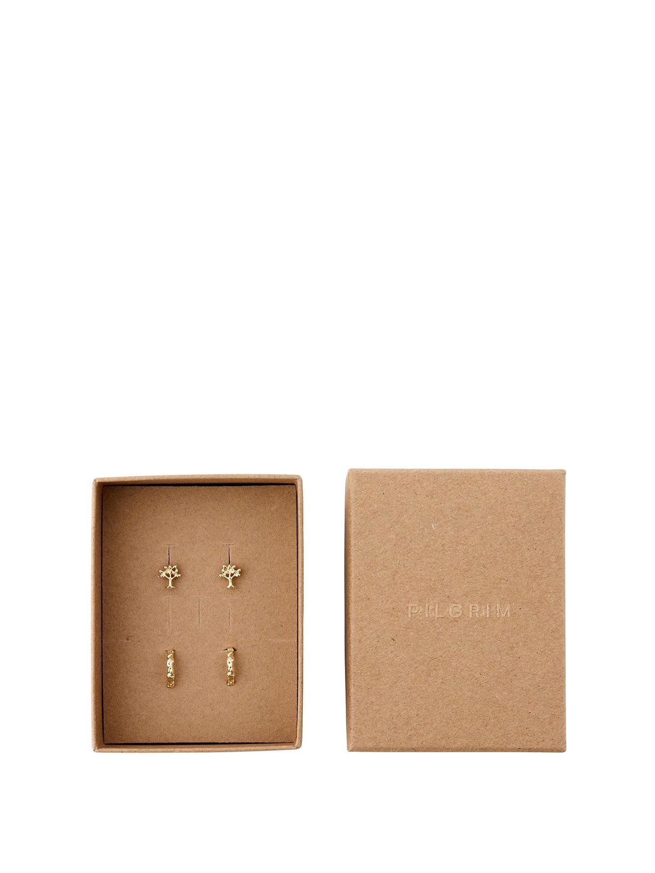 Product photograph of Pilgrim Piper Gift Set Earrings 2-in-1 Set Gold-plated from very.co.uk