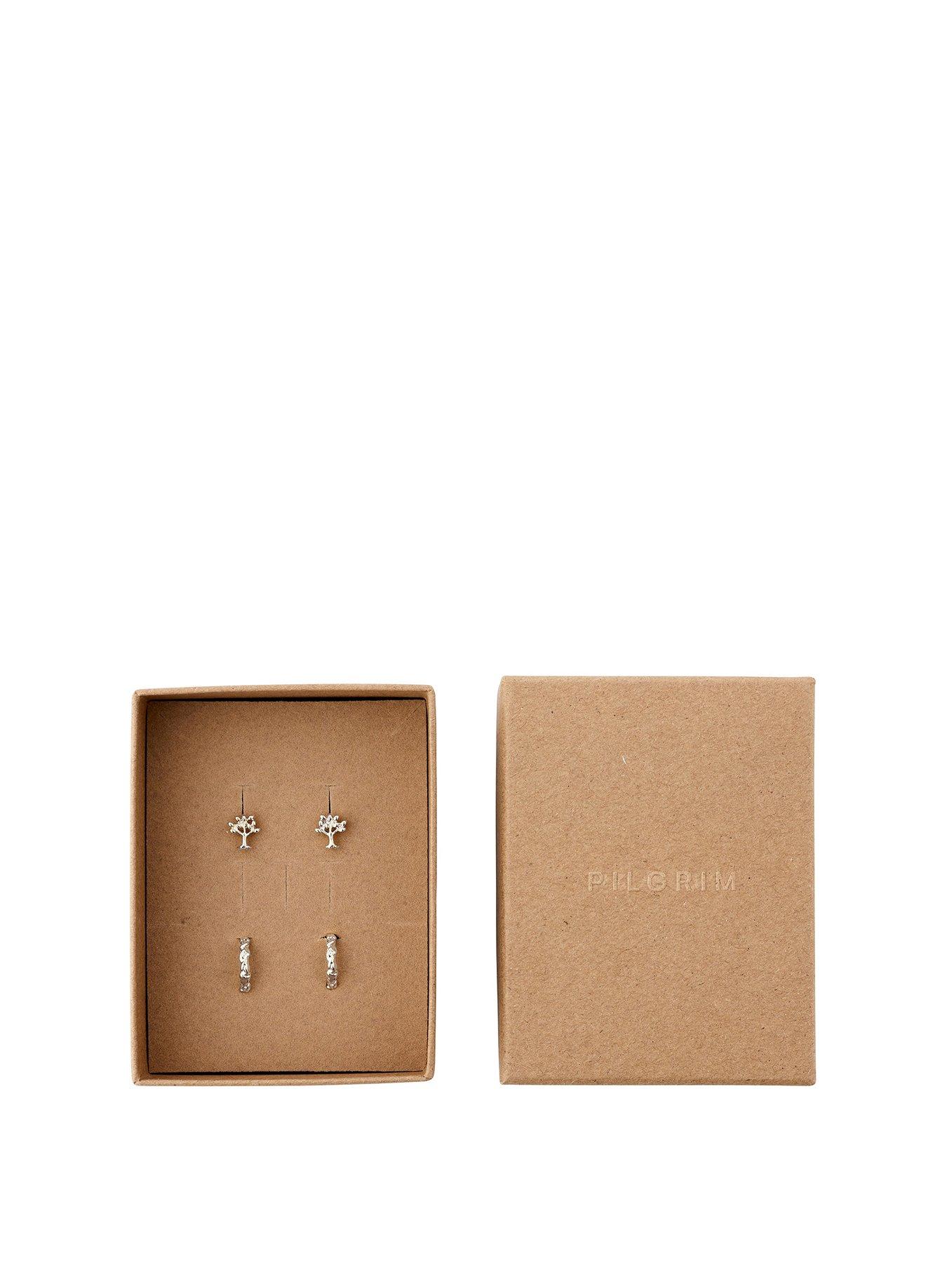 Product photograph of Pilgrim Piper Gift Set Earrings 2-in-1 Set Silver-plated from very.co.uk