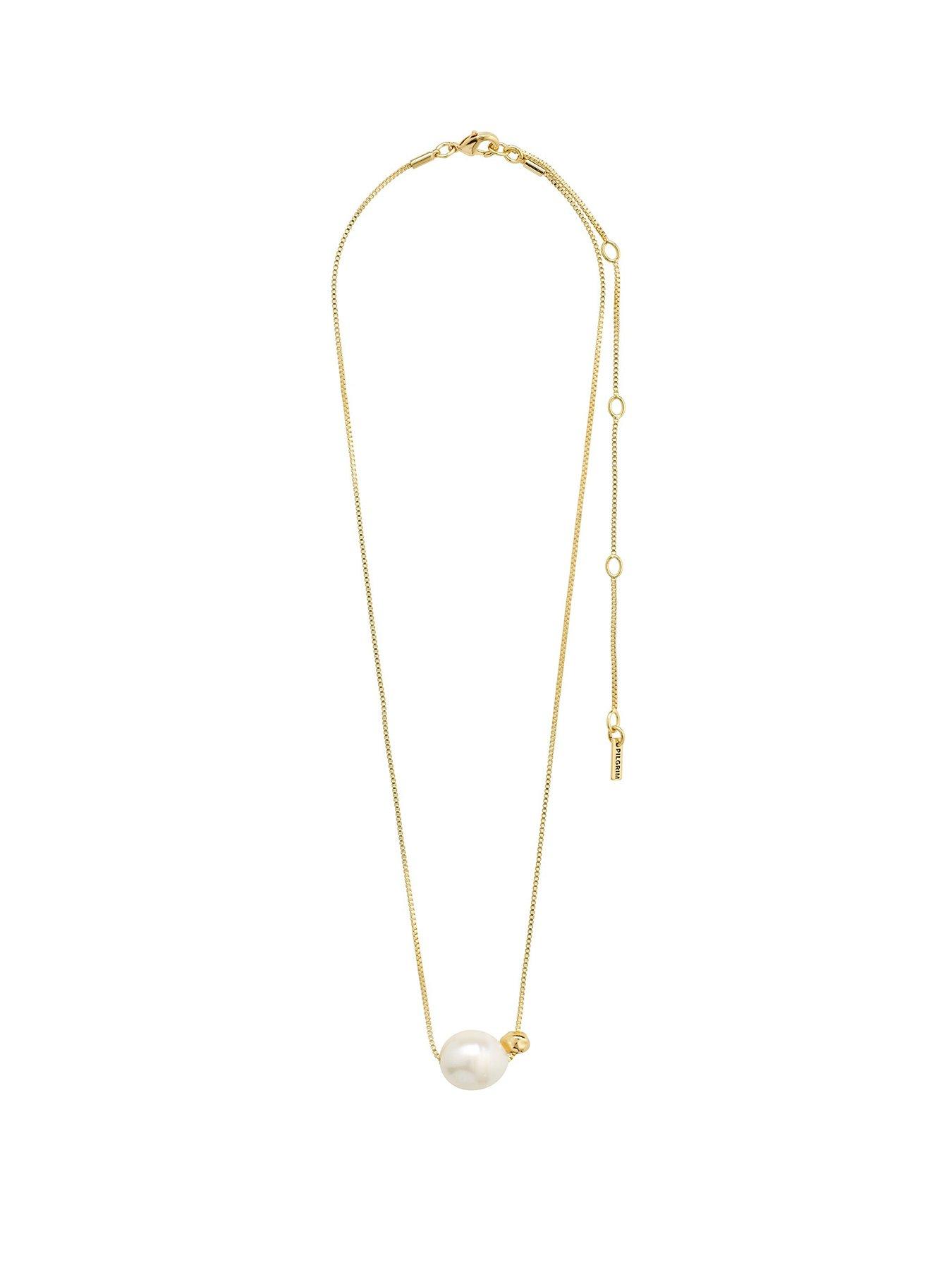 Product photograph of Pilgrim Trust Recycled Pearl Necklace Gold-plated from very.co.uk