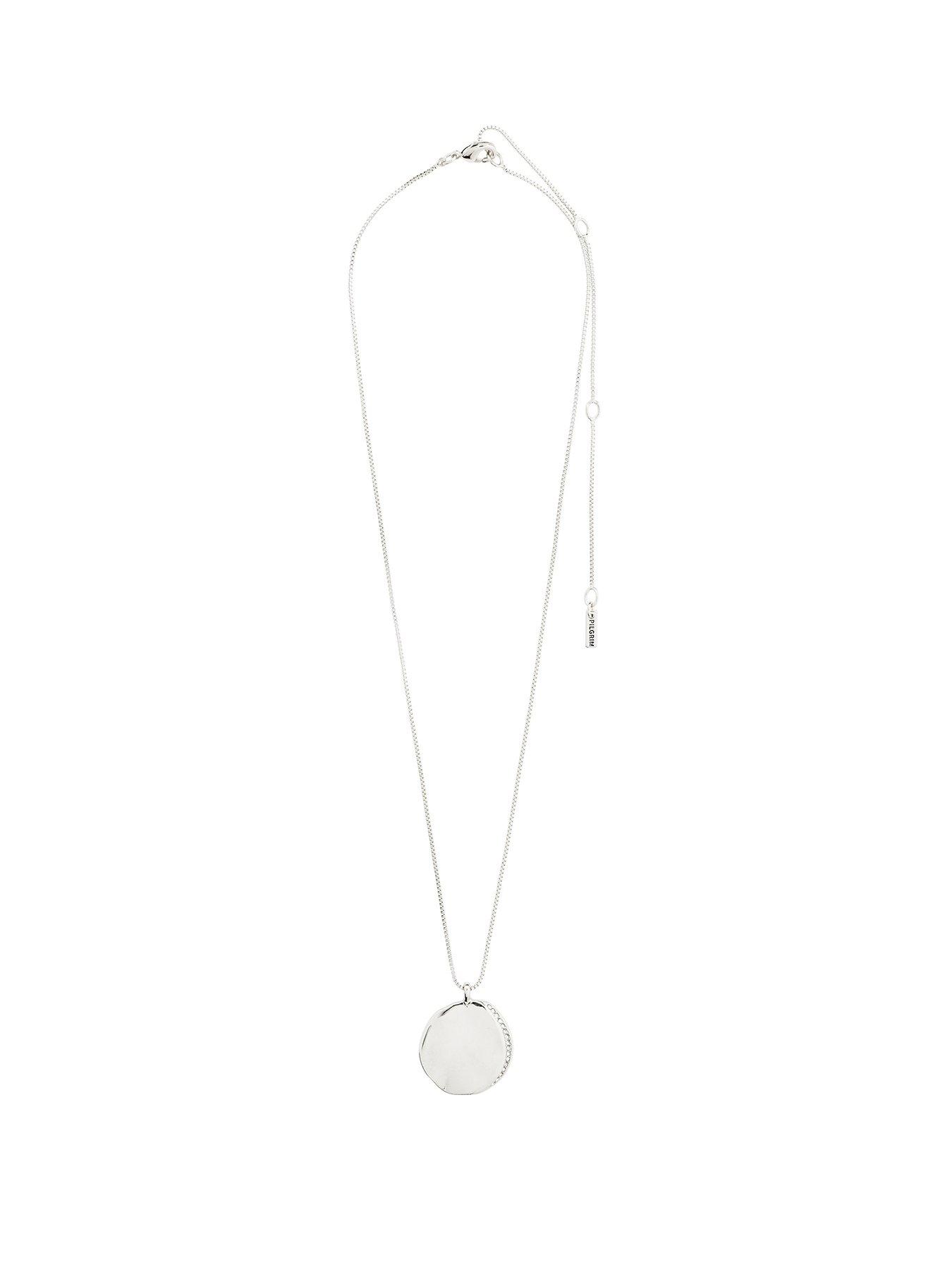 Product photograph of Pilgrim True Coin Necklace Silver-plated from very.co.uk