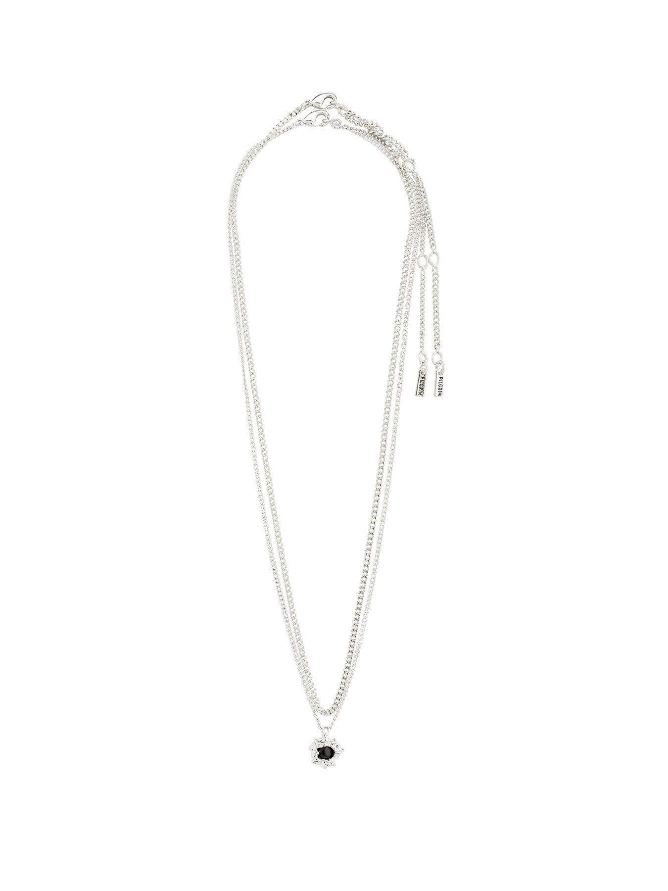 Product photograph of Pilgrim Act Necklace 2-in-1 Silver-plated from very.co.uk