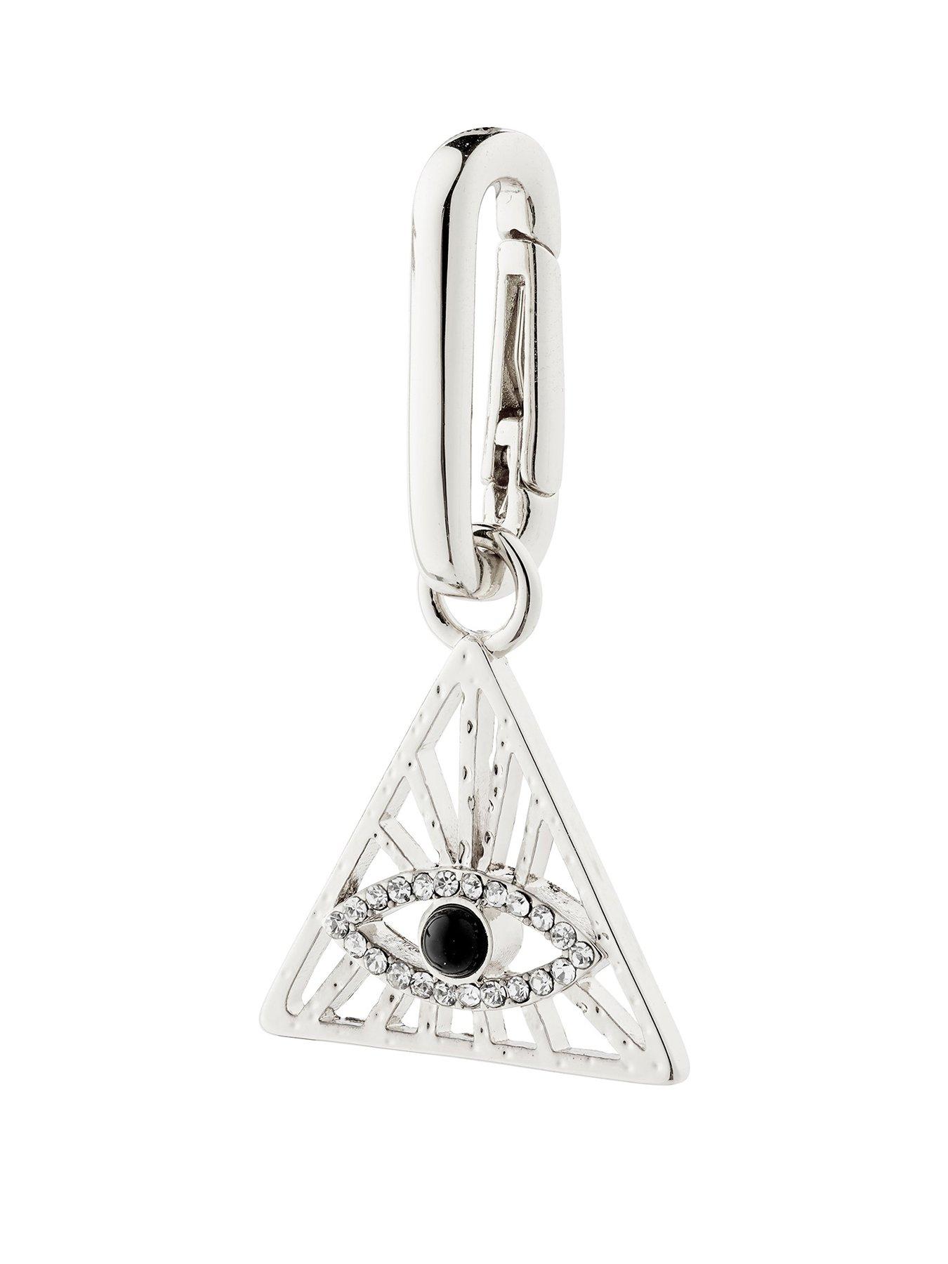 Product photograph of Pilgrim Charm Recycled Triangle Pendant Silver-plated from very.co.uk