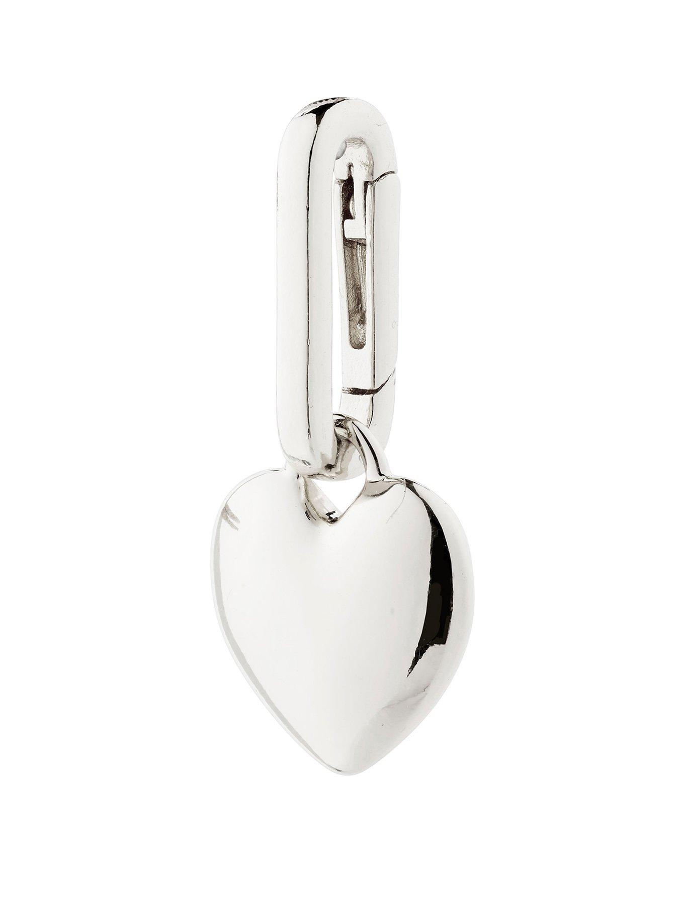 Product photograph of Pilgrim Charm Recycled Heart Pendant Silver-plated from very.co.uk