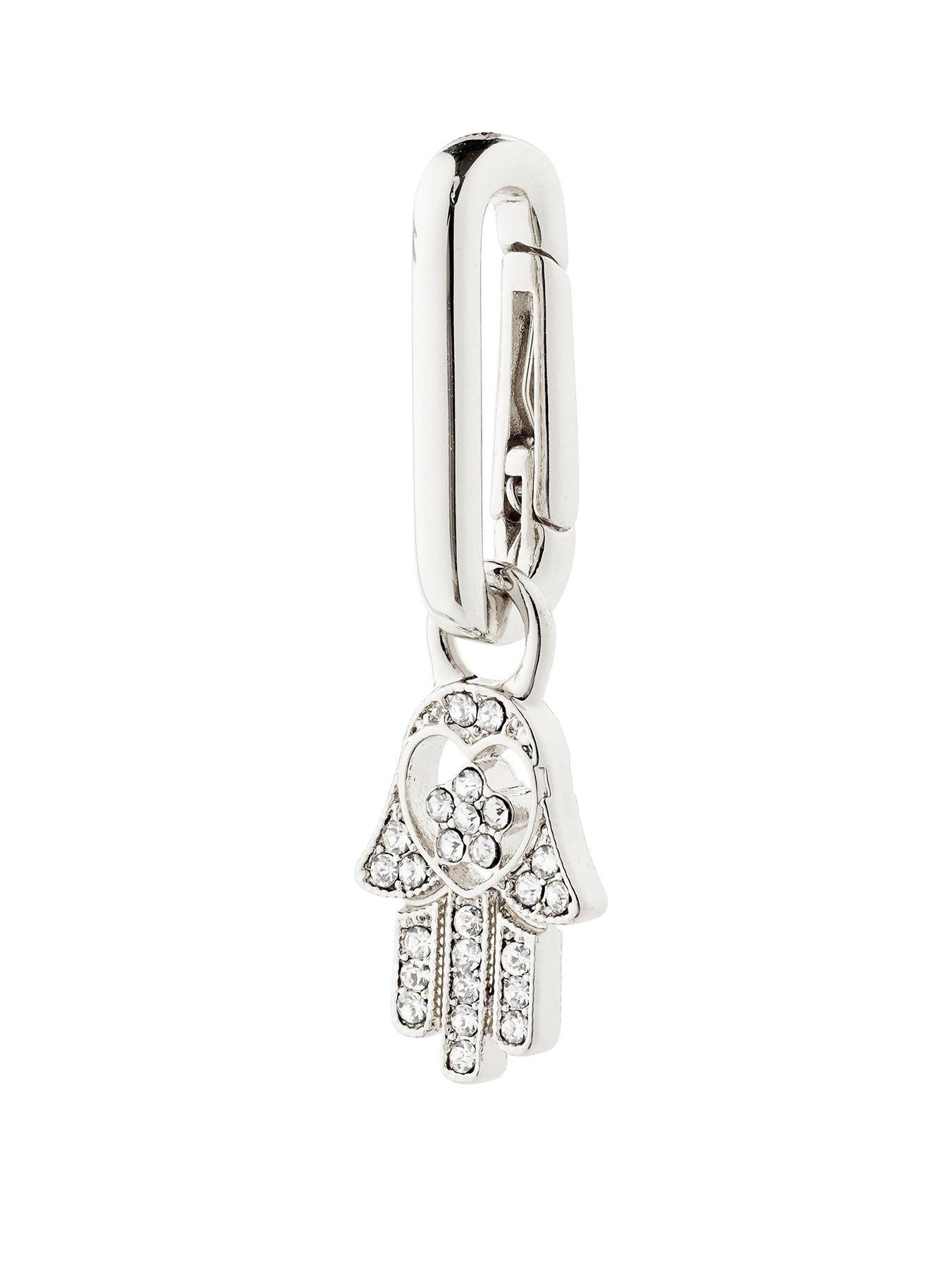 Product photograph of Pilgrim Charm Recycled Hamsa Pendant Silver-plated from very.co.uk