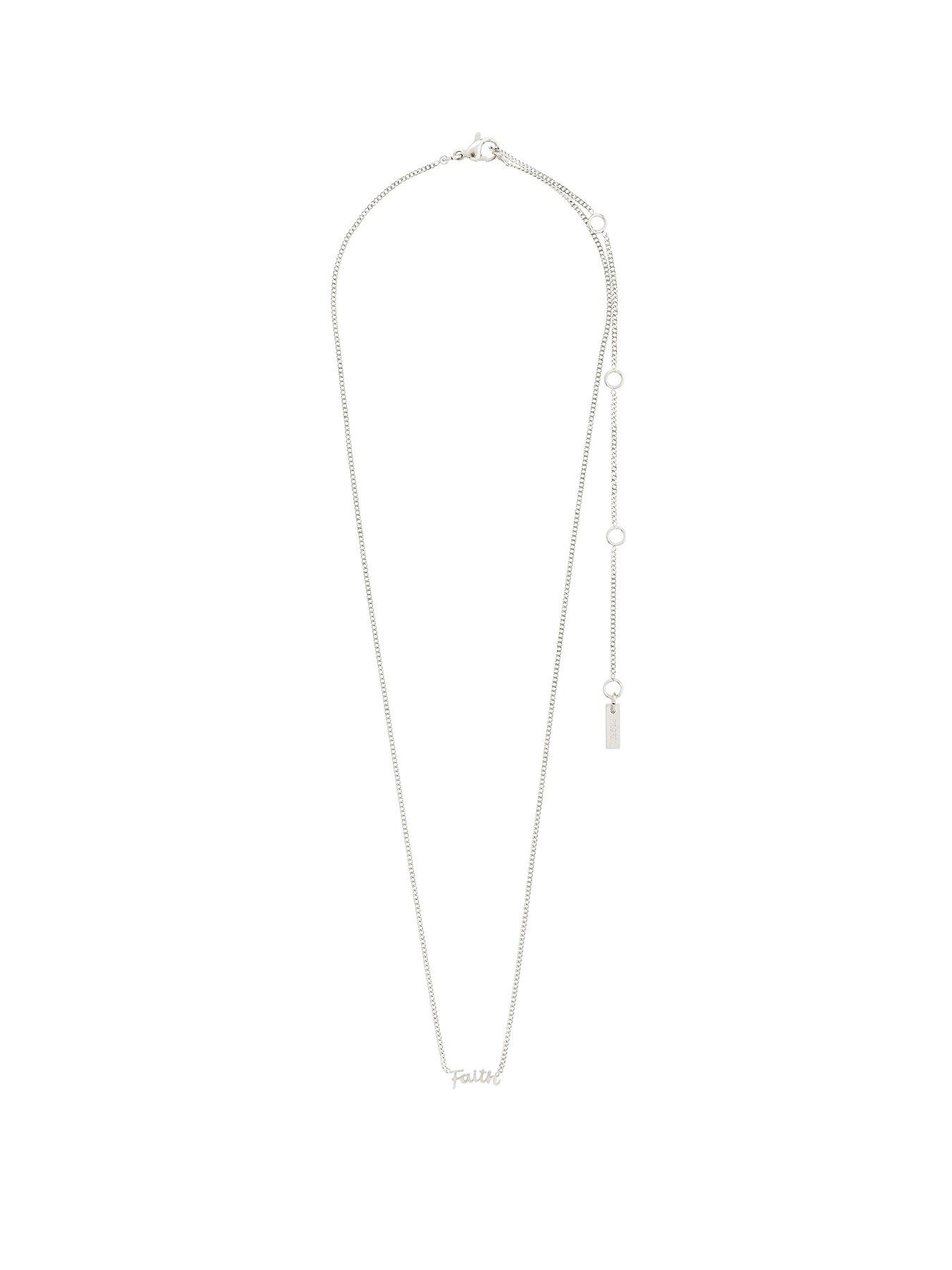 Product photograph of Pilgrim Faith Necklace Silver-plated from very.co.uk