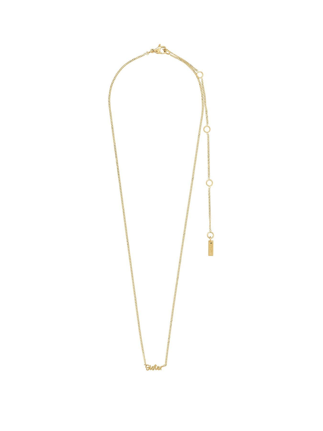 Product photograph of Pilgrim Sister Necklace Gold-plated from very.co.uk