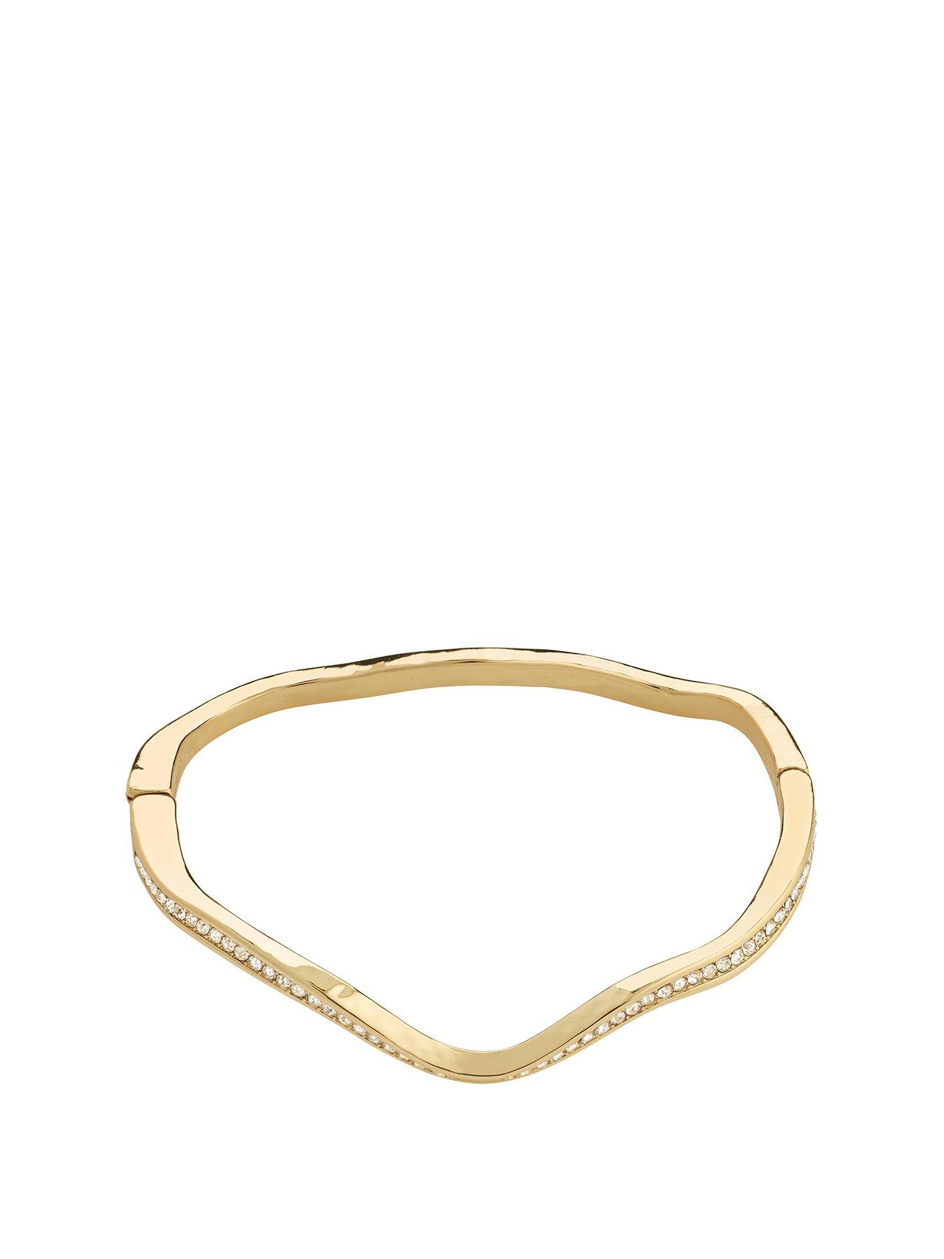 Product photograph of Pilgrim True Wavy Bangle Gold-plated from very.co.uk