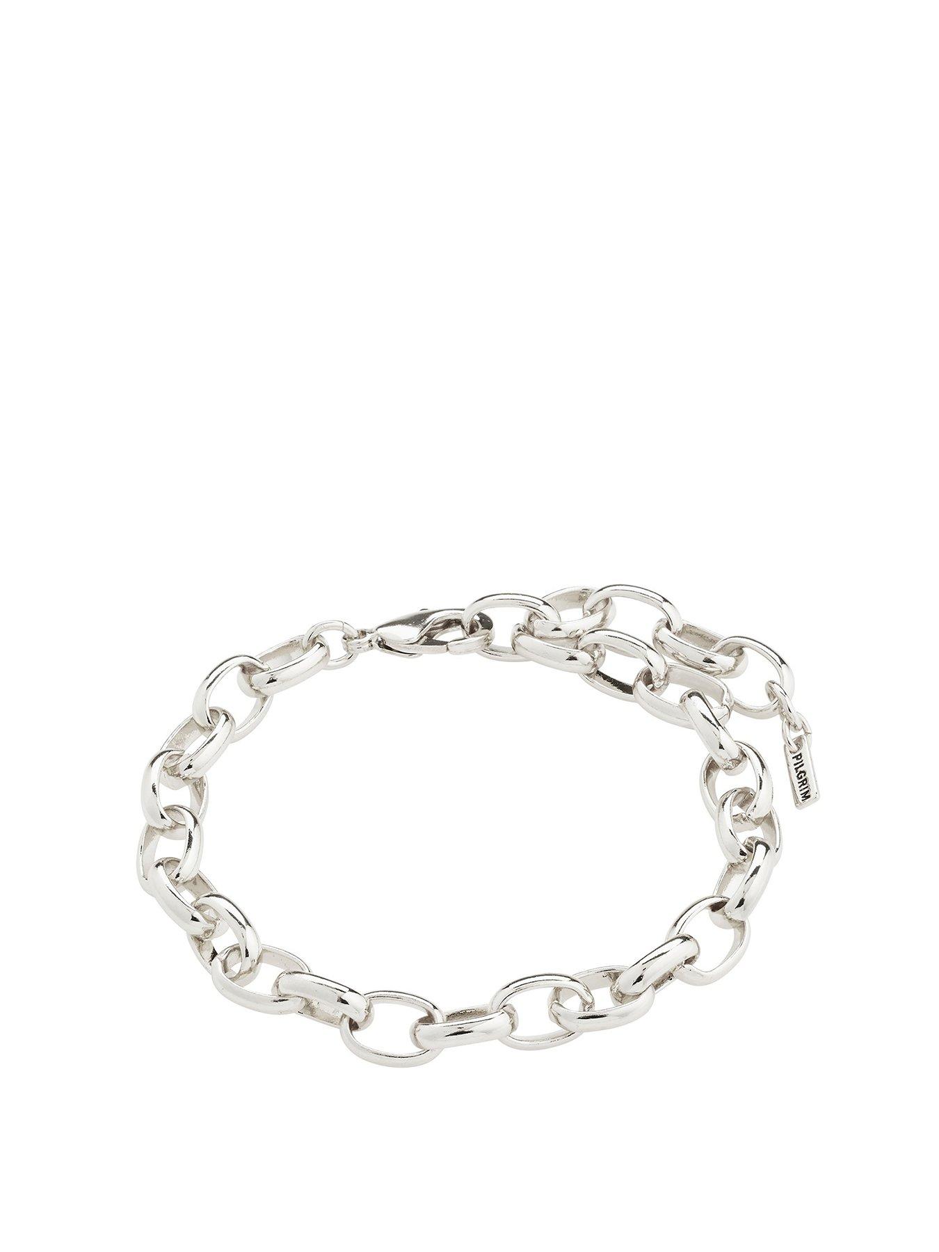 Product photograph of Pilgrim Charm Bracelet Silver-plated from very.co.uk