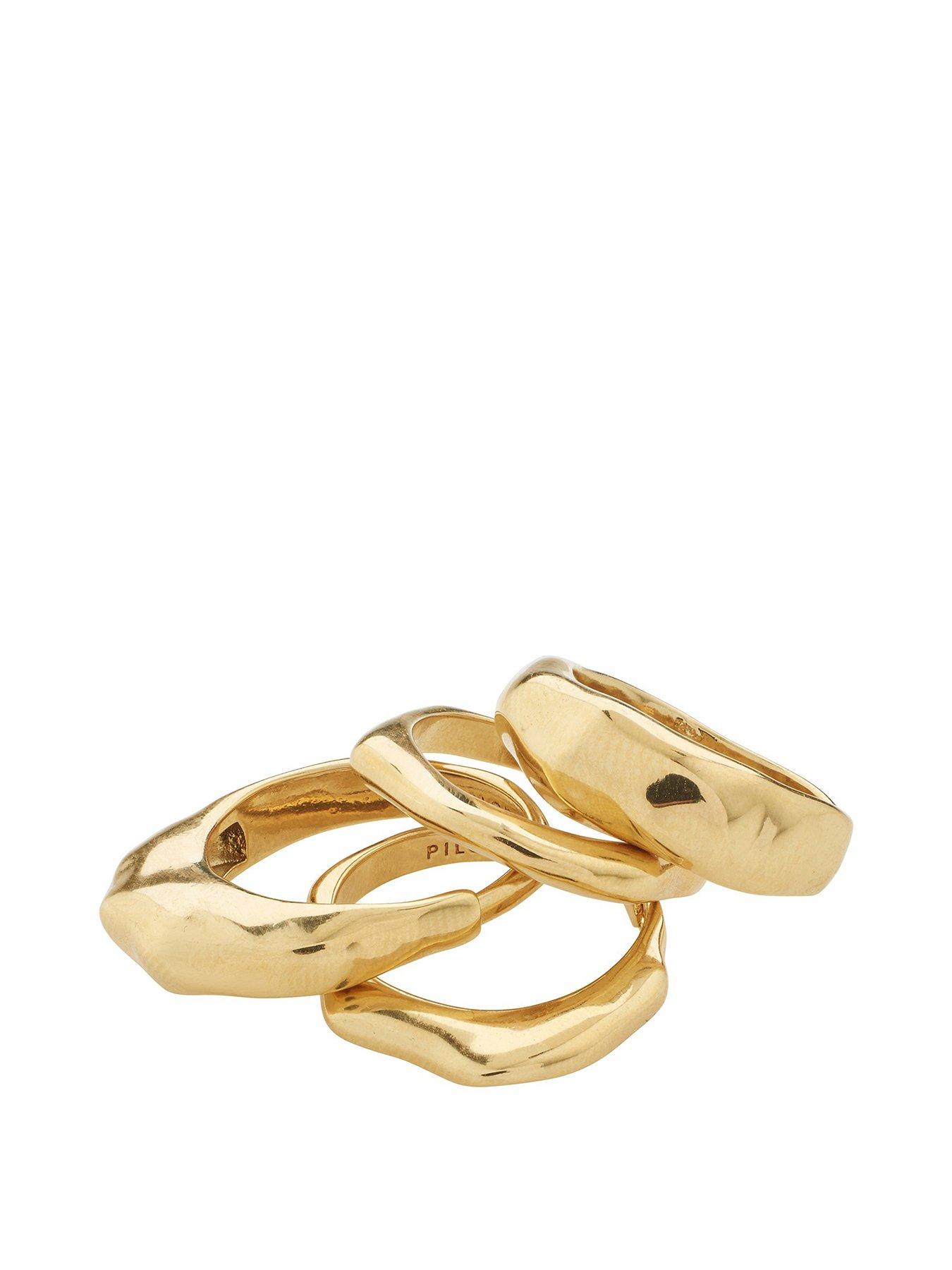 Product photograph of Pilgrim Asher Rings 4-in-1 Set Gold-plated from very.co.uk