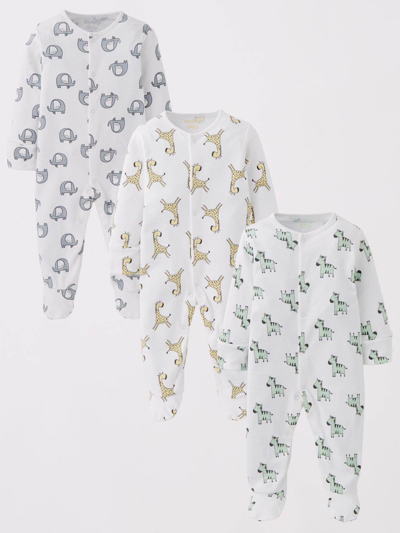 undefined Baby Unisex 3 Pack Multi Print Sleepsuits
