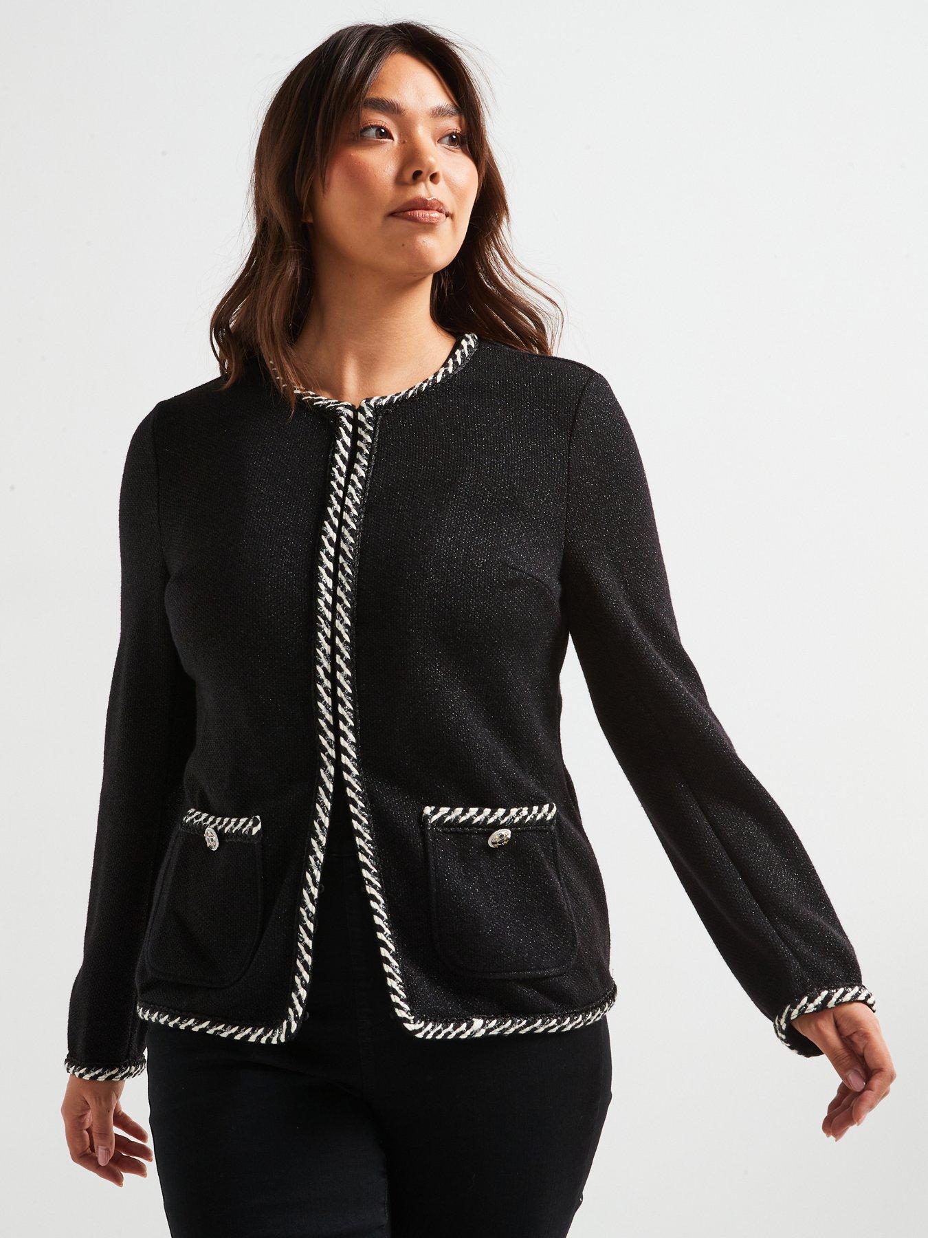 undefined Lurex Button Detail Trophy Jacket - Black