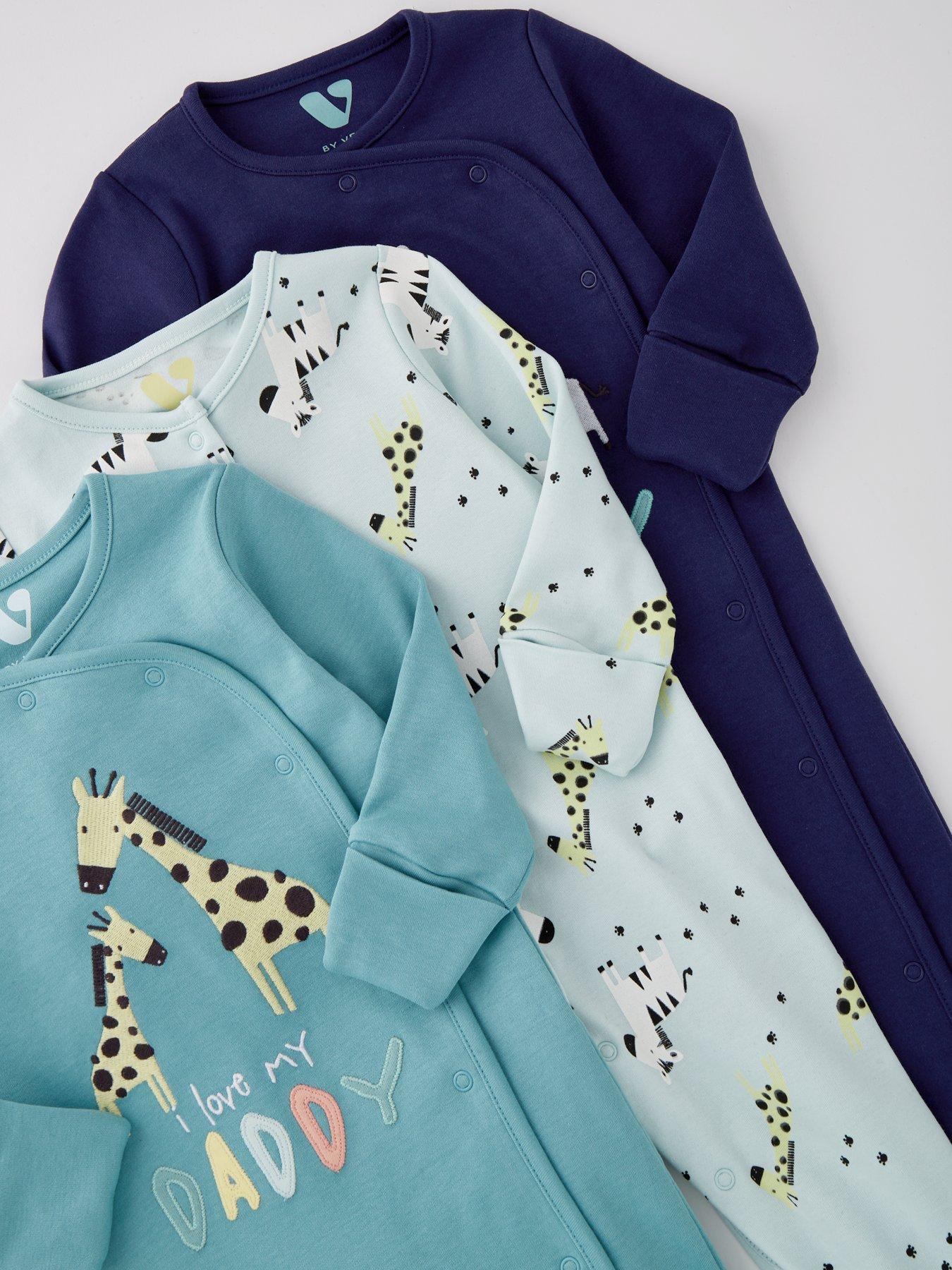 Image 5 of 5 of Mini V by Very Baby Boy 3 Pack Mummy And Daddy Sleepsuits - Multi