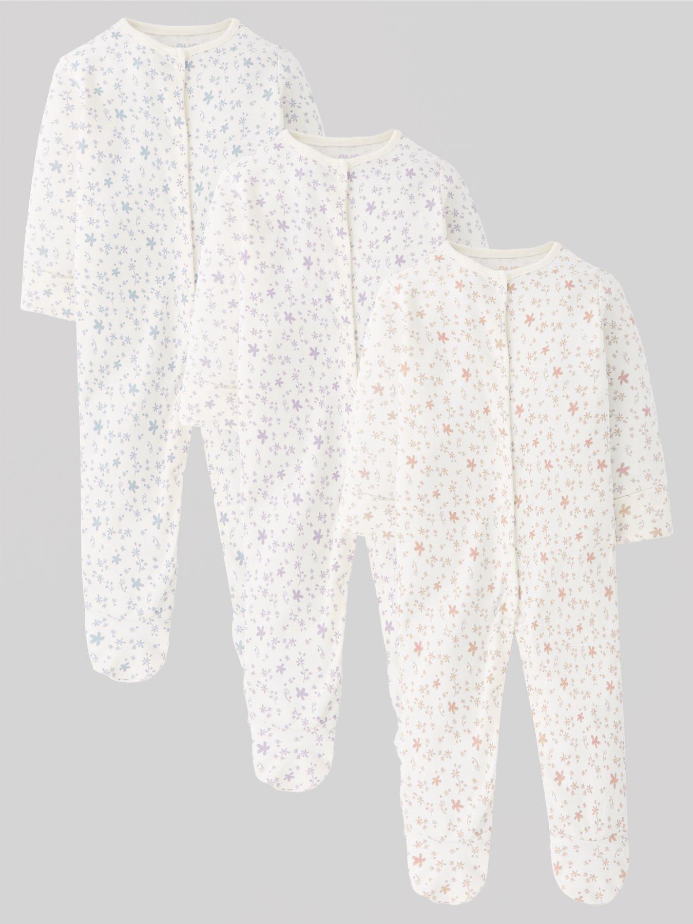 undefined Baby Girl 3 Pack Multi Print Sleepsuits - Multi
