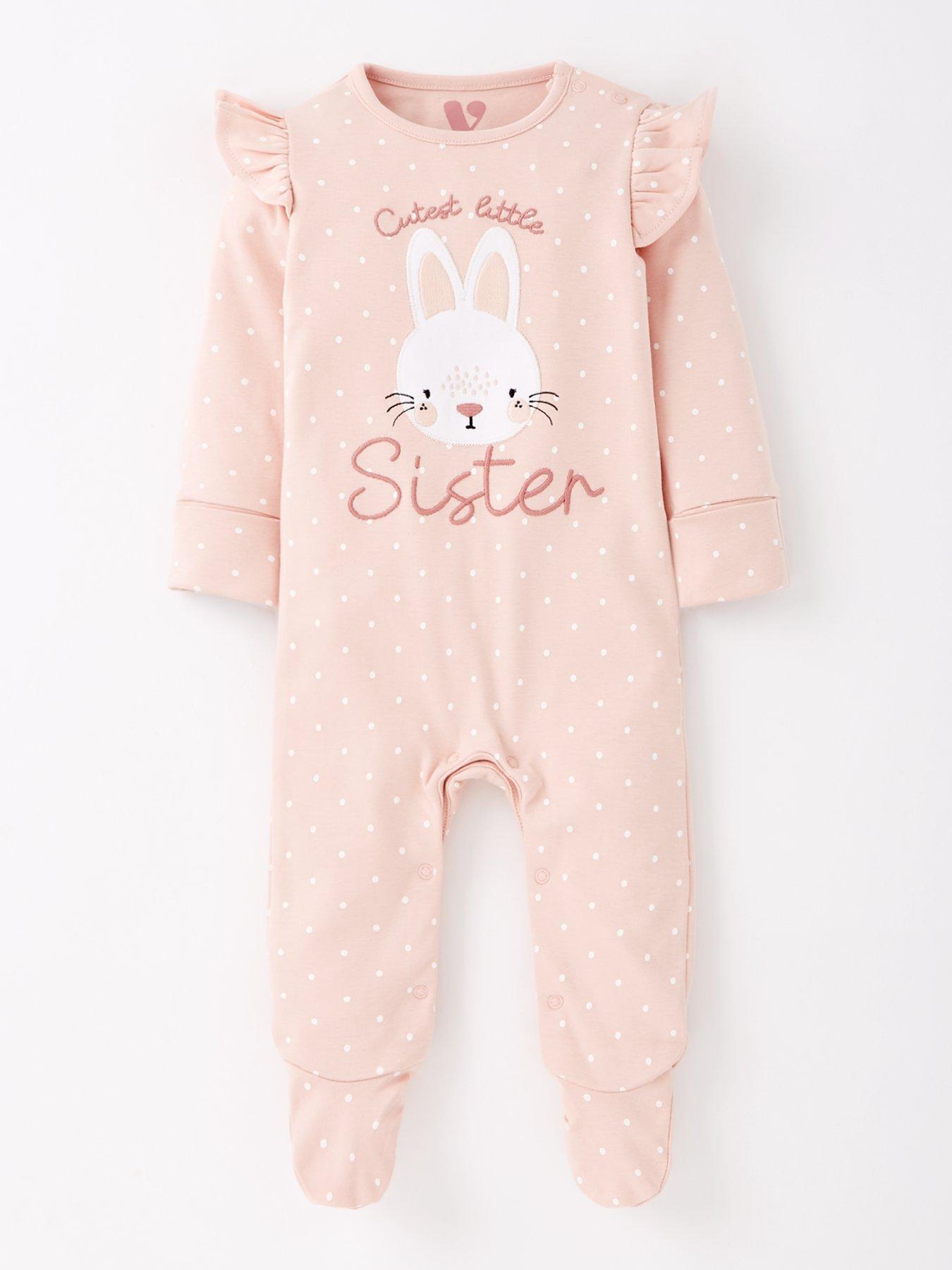 Mini V by Very Baby Girl Cutest Little Sister Sleepsuit - Pink