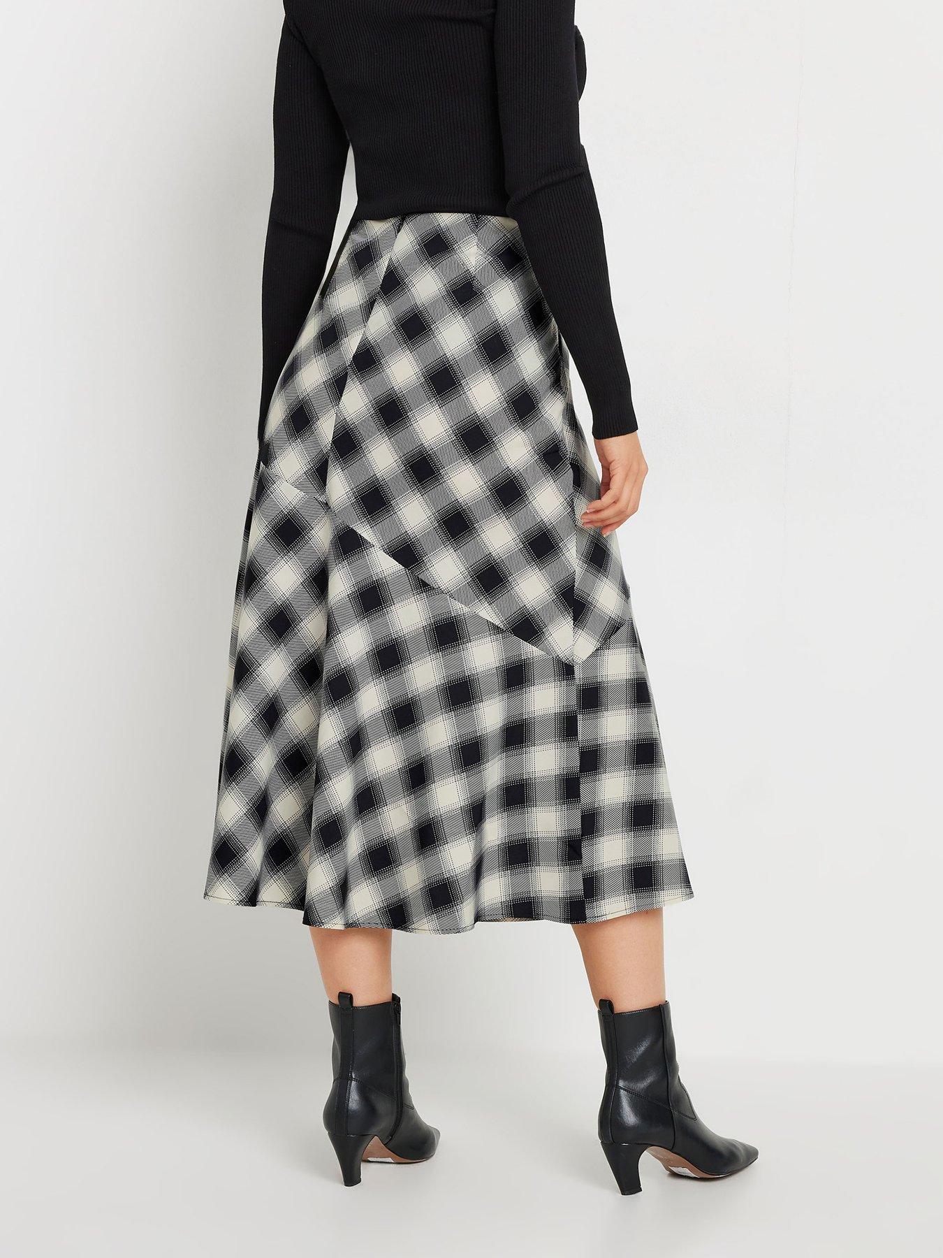 Long Tall Sally Tall Check Tiered Maxi Skirt Black Very