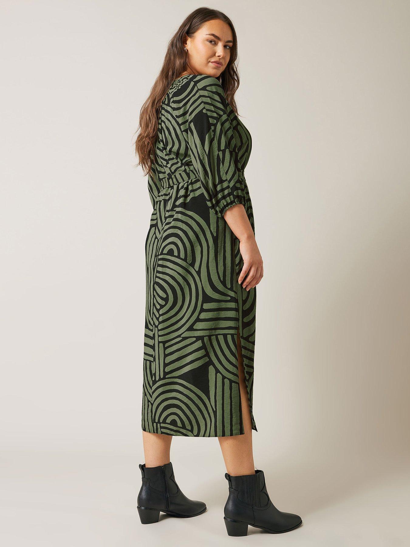 Image 2 of 4 of Evans Abstract Swirl Print Midi Dress
