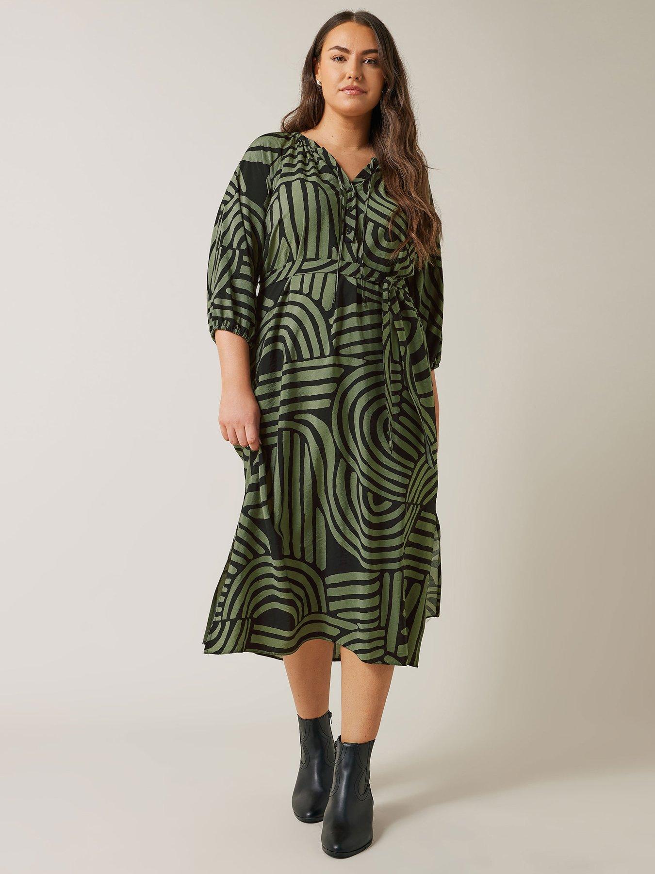 Image 3 of 4 of Evans Abstract Swirl Print Midi Dress