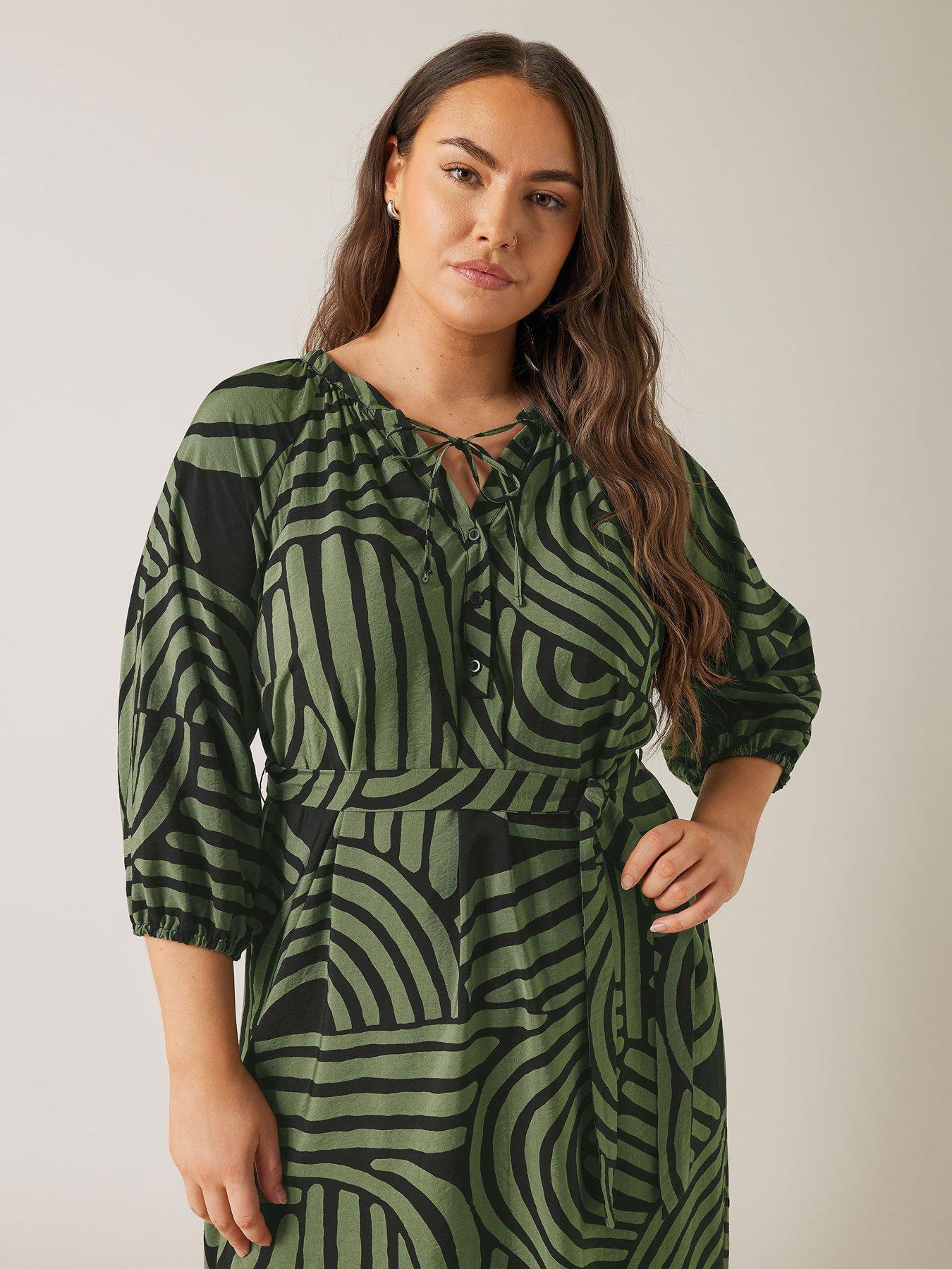 Image 4 of 4 of Evans Abstract Swirl Print Midi Dress