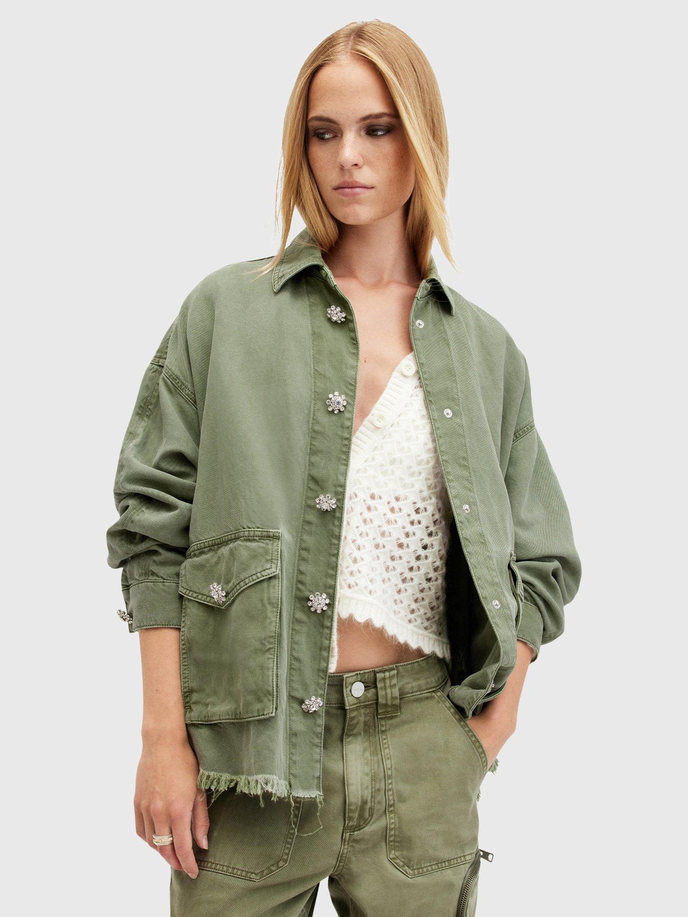 undefined Hettie Emb Shacket - Green