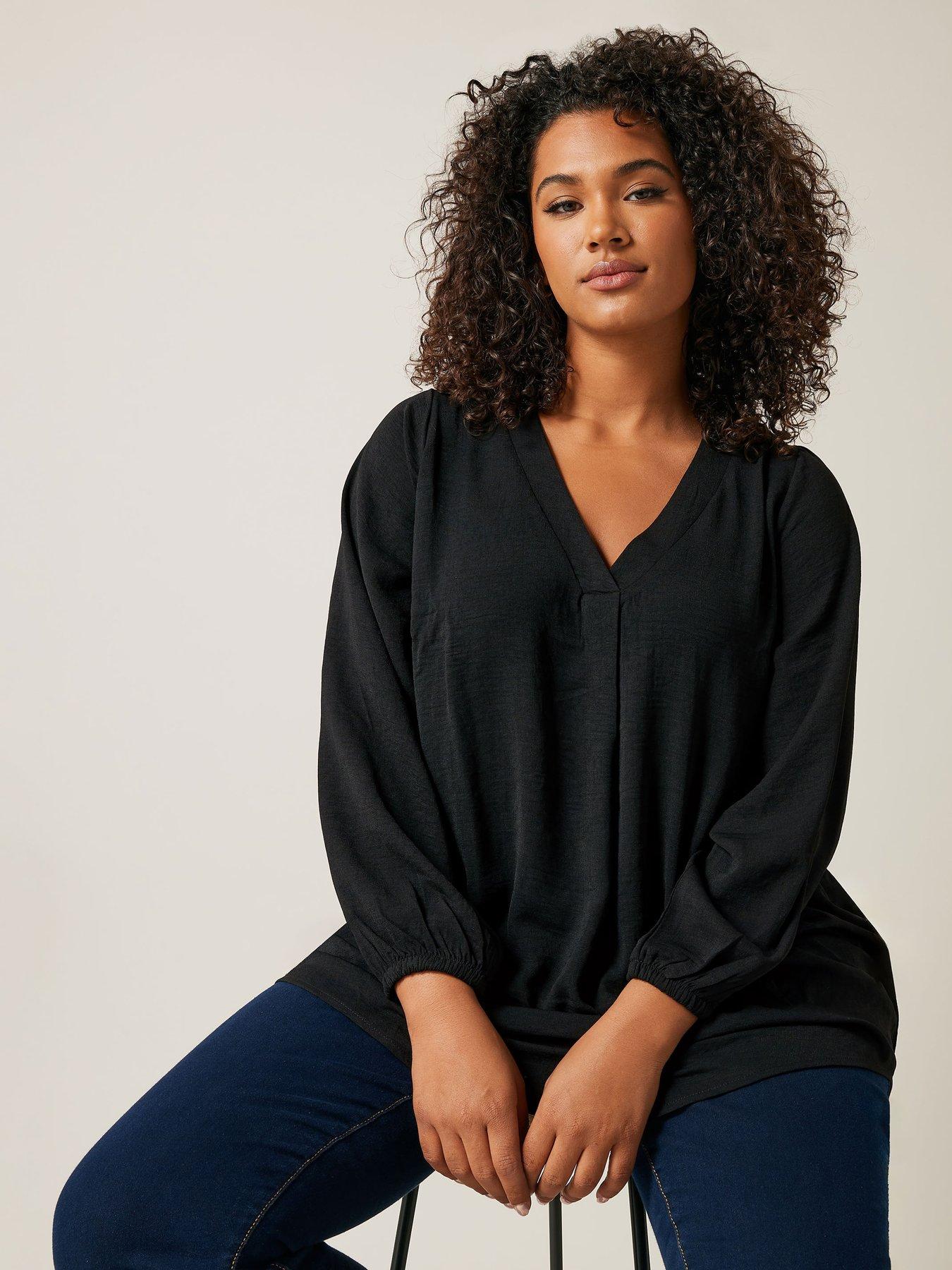 undefined Pleat Front Top - Black