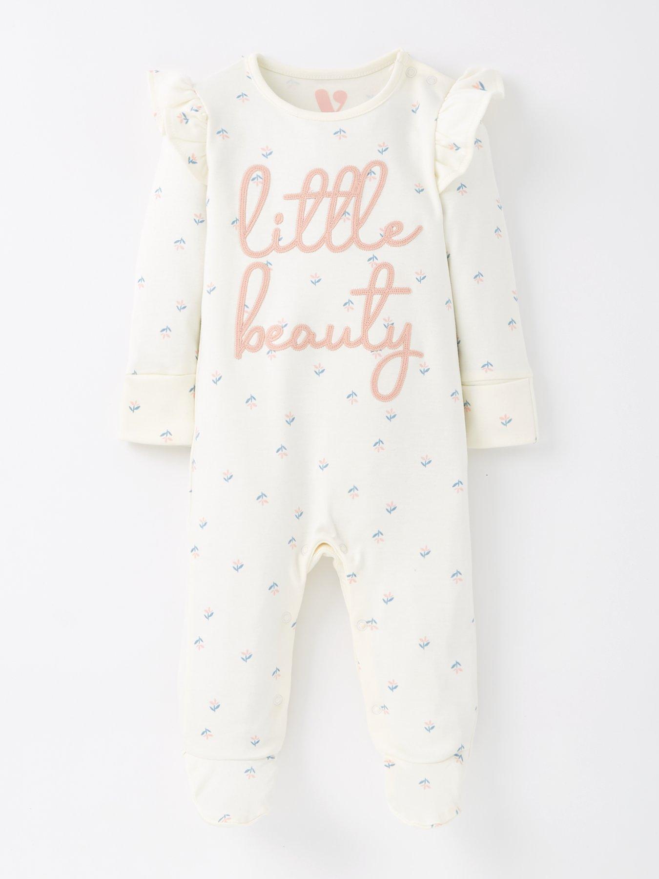 Mini V by Very Baby Girl Little Beauty Sleepsuit - White