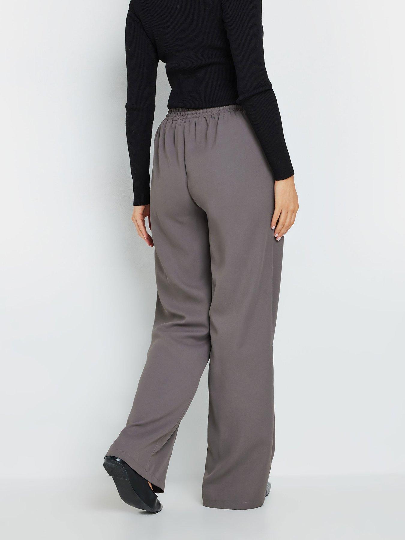 Image 2 of 4 of Long Tall Sally Tall Tie Waist Wide Leg Trousers - Grey