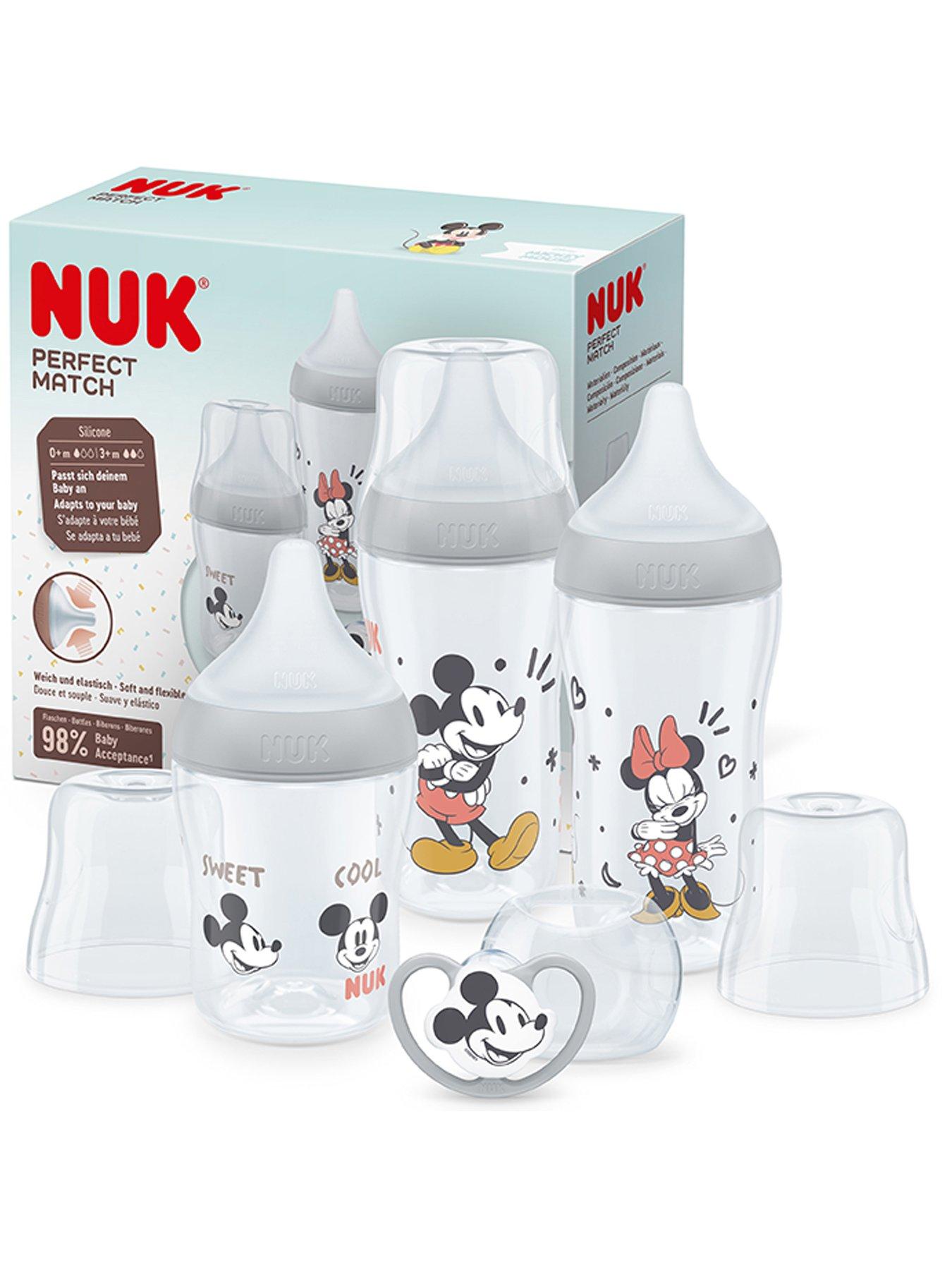 Image 1 of 5 of Nuk PERFECT MATCH STARTER SET MICKEY &amp; MINNIE MOUSE (1x 150ml Bottle, 2x 260ml Bottles, 1x Soother) - Multi
