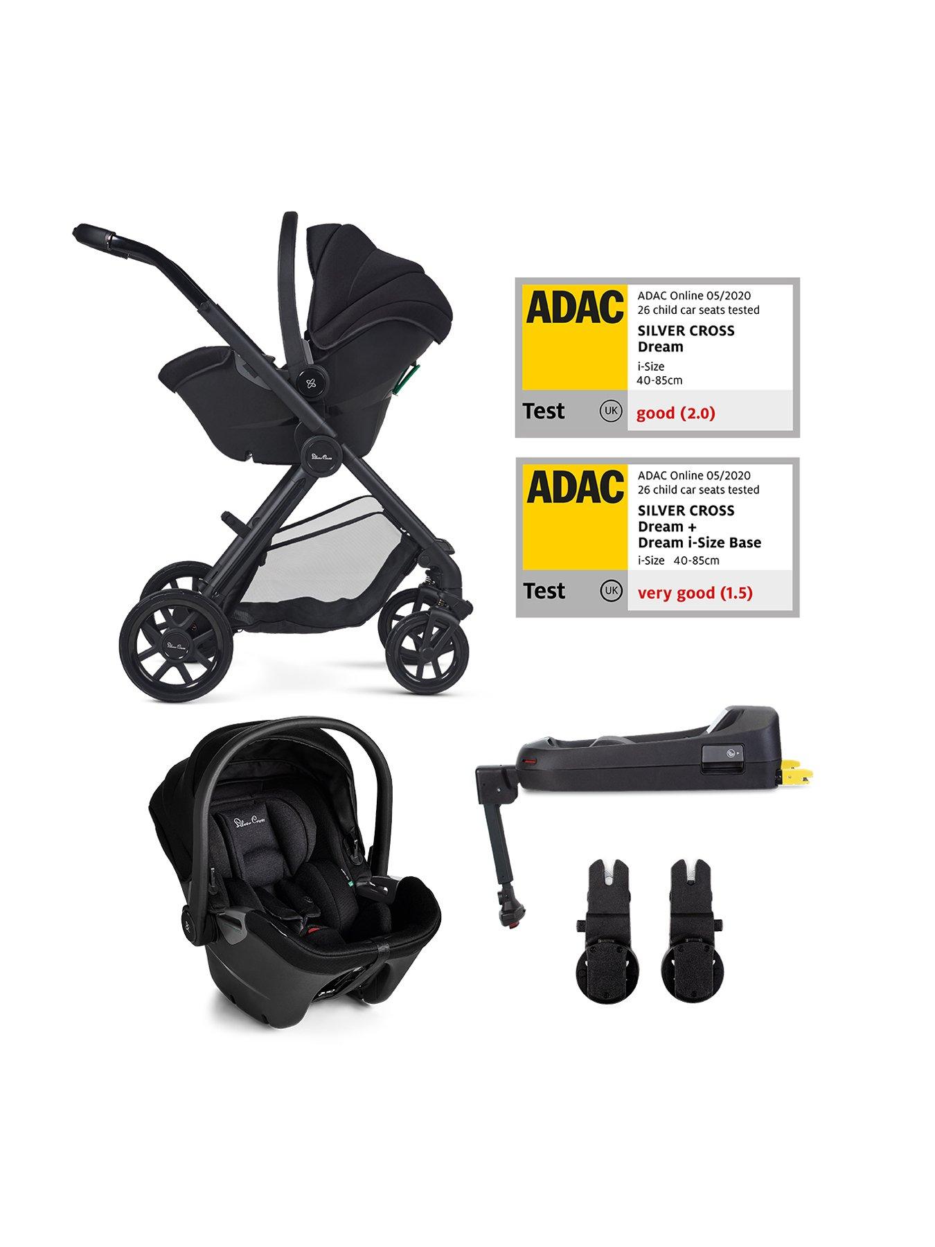 Silver Cross Reef Pram, Pushchair with Dream Car Seat and Base