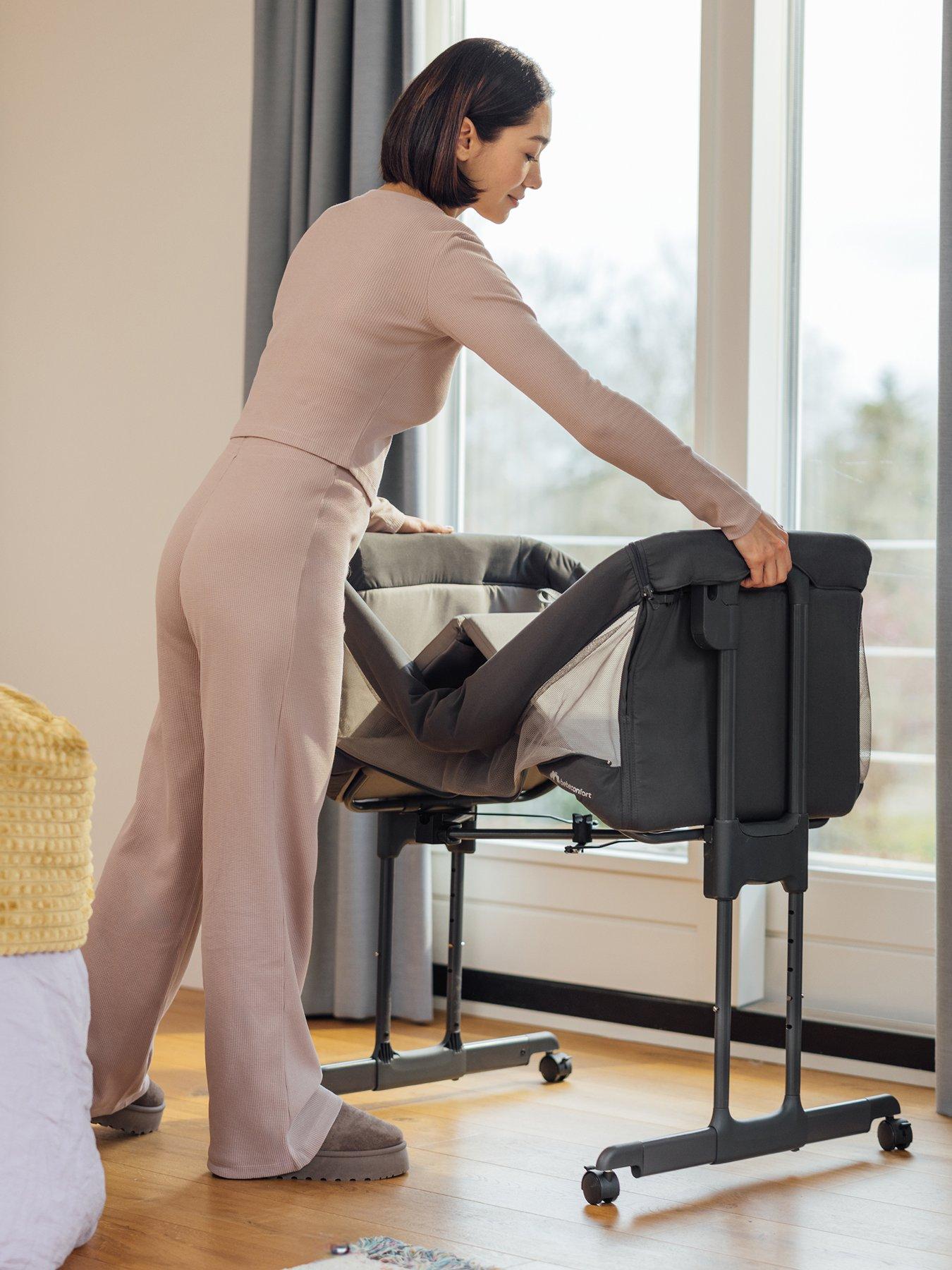 Bebe Confort Amara Fast Fold Bedside Crib - Tinted Graphite