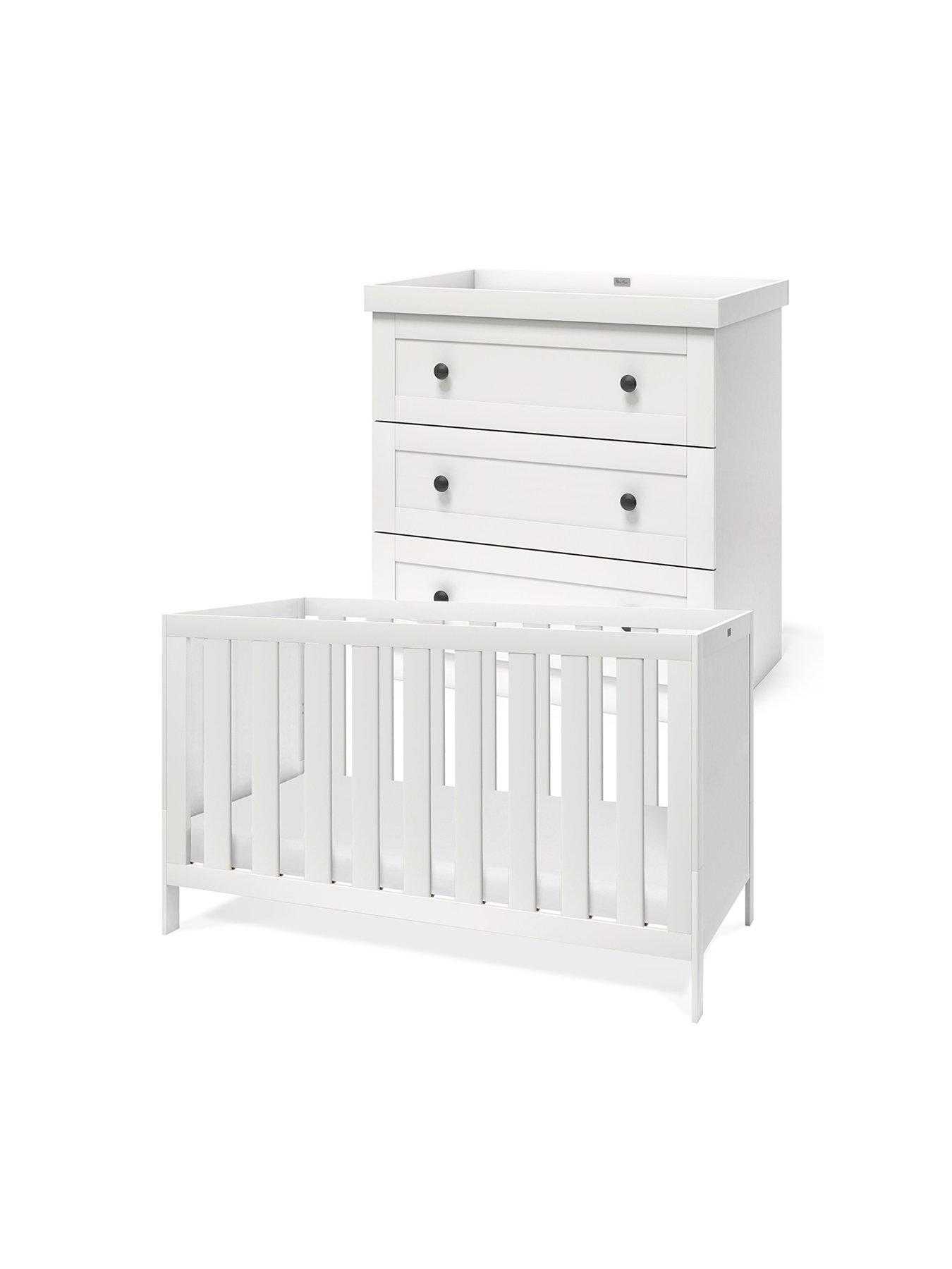 Product photograph of Silver Cross Bromley White - 2 Piece Set Cot Bed And Dresser from very.co.uk