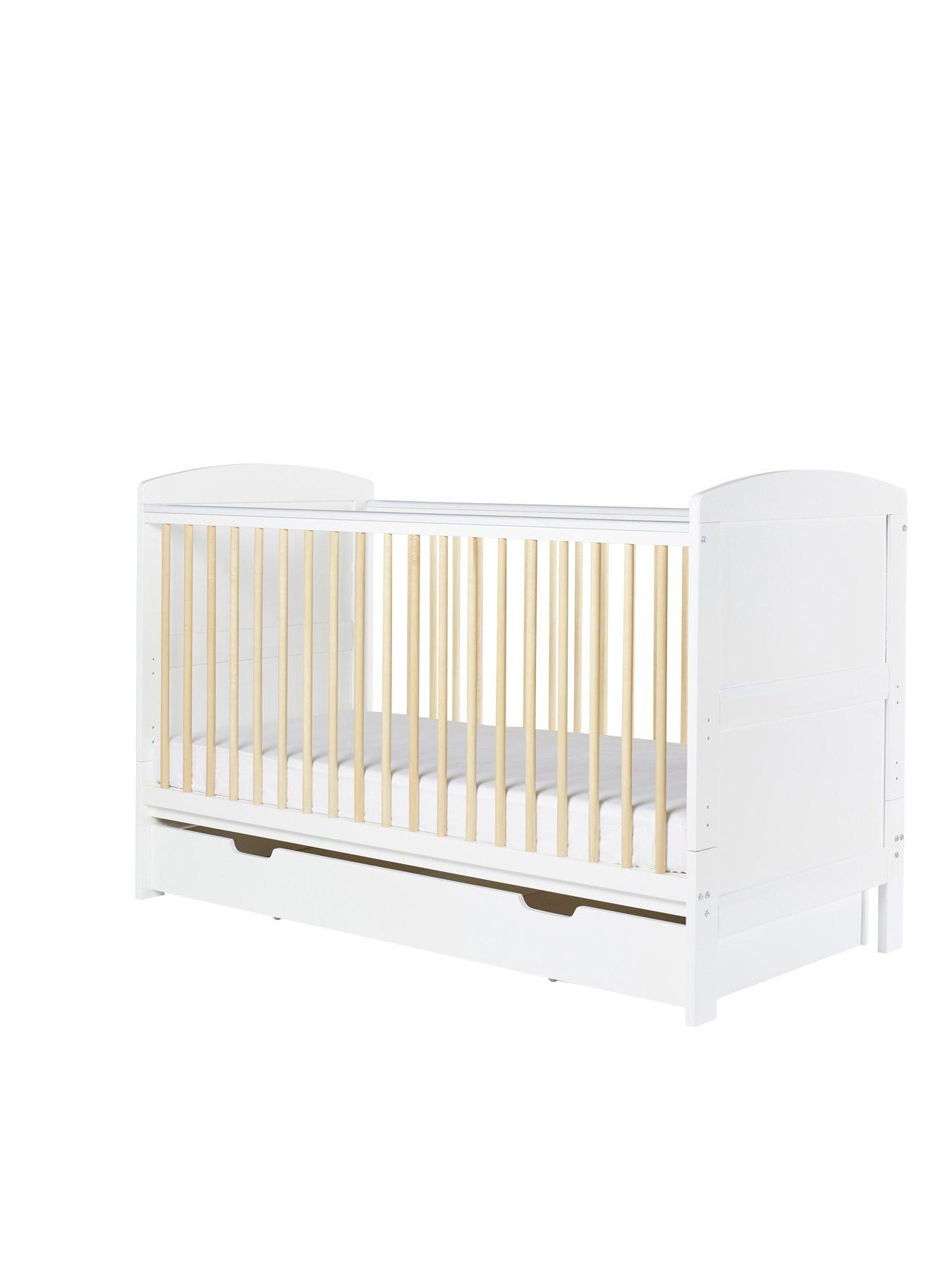 undefined Coleby Scandi Cot Bed with Under Drawer - Scandi White