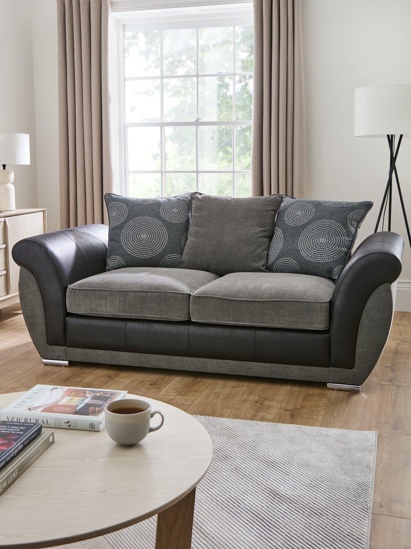 Image 1 of 7 of Danube Fabric/Faux Leather Sofa Bed&nbsp;- FSC&reg; Certified